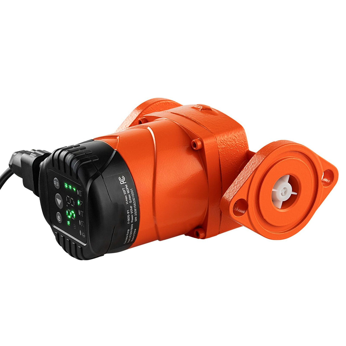 F-007E-1F1 High Efficiency Circulator Pump, 16 GPM, 120V 20 ft Cast Iron Hot Water Recirculating Circulation Pump, 1 in Flange Connection, Check Valve, Quiet Operation, for Home Heating System