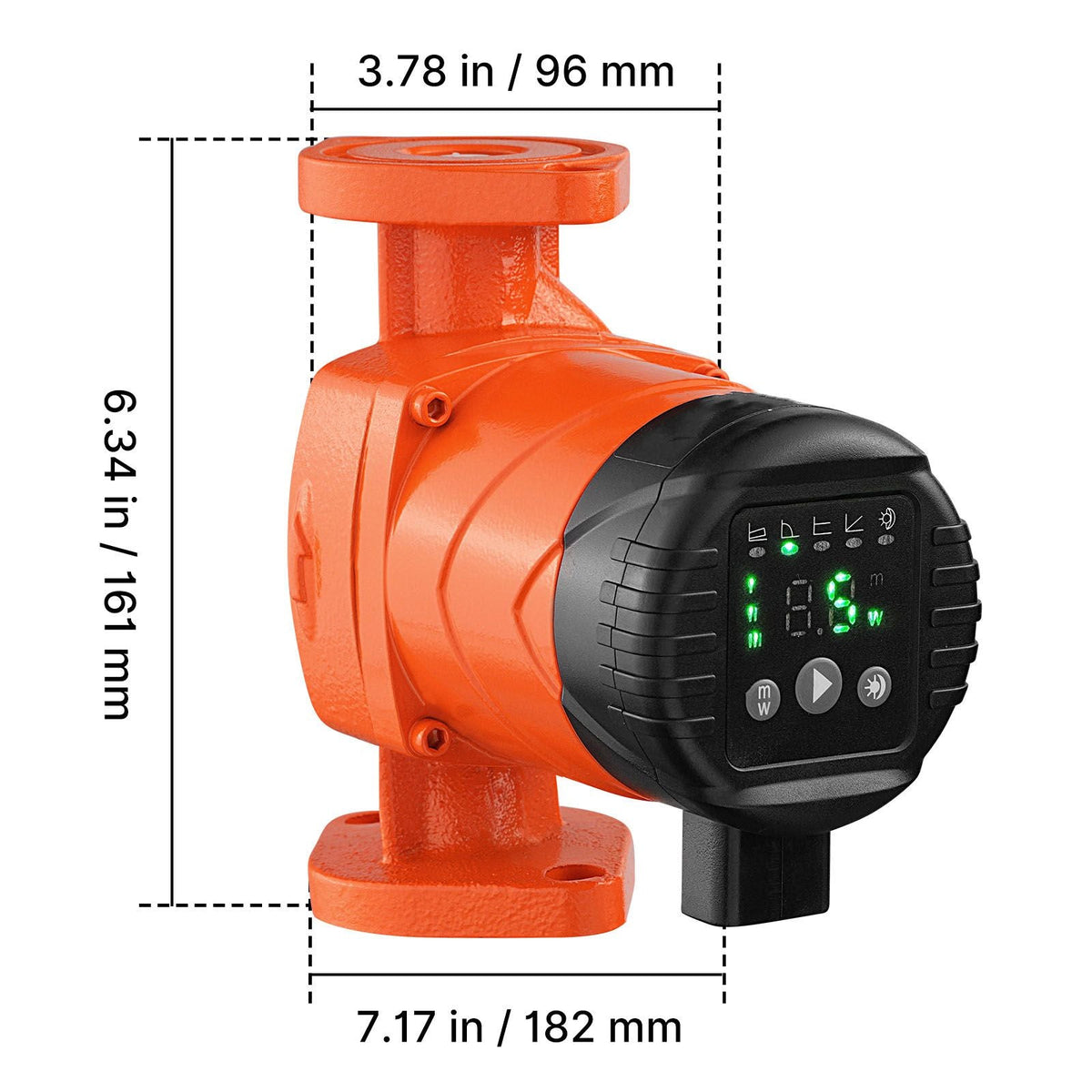 F-007E-1F1 High Efficiency Circulator Pump, 16 GPM, 120V 20 ft Cast Iron Hot Water Recirculating Circulation Pump, 1 in Flange Connection, Check Valve, Quiet Operation, for Home Heating System