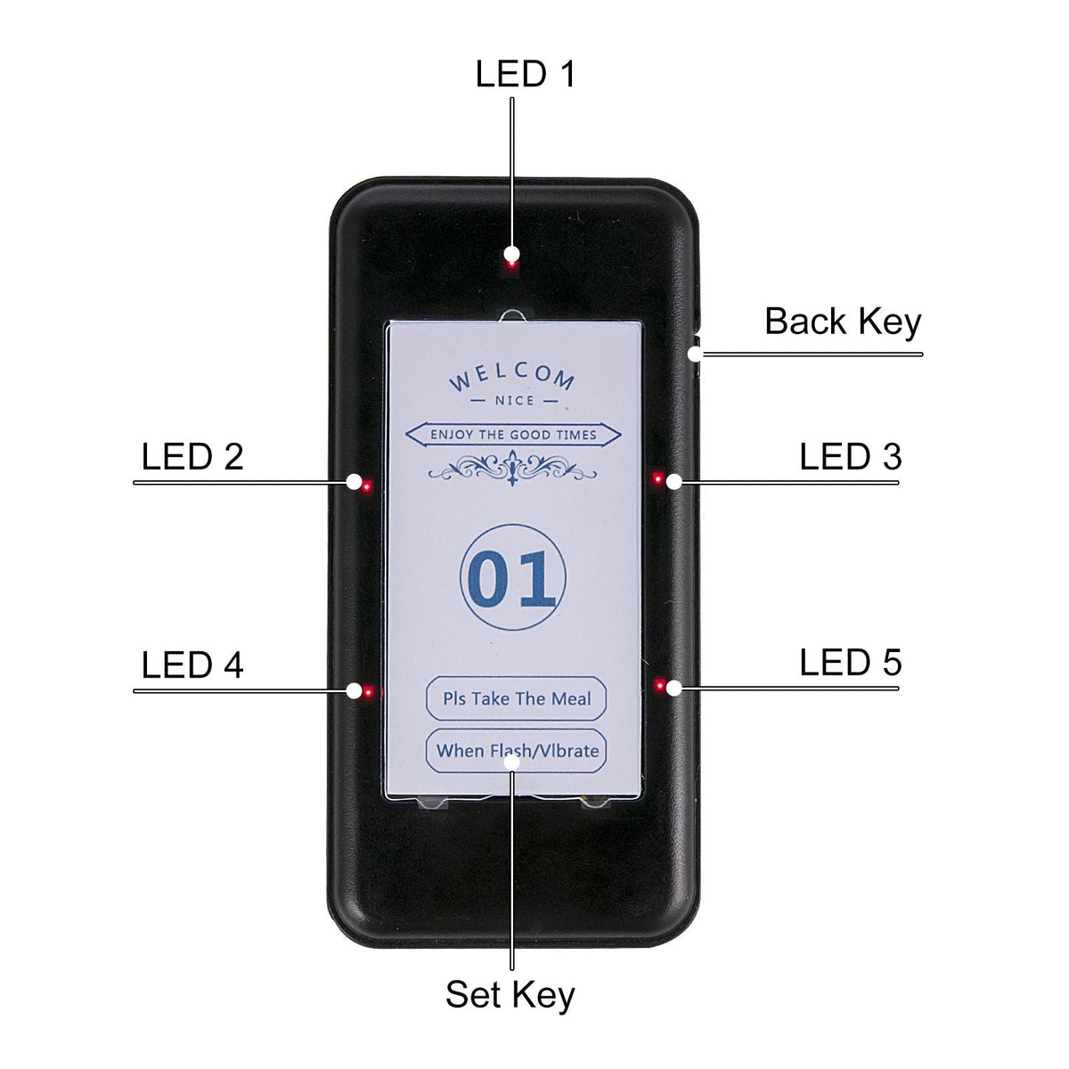 F103 Restaurant Pager System 20 Pagers, Max 98 Beepers Wireless Calling System, Touch Keyboard with Vibration, Flashing and Buzzer for Church, Nurse,Hospital & Hotel