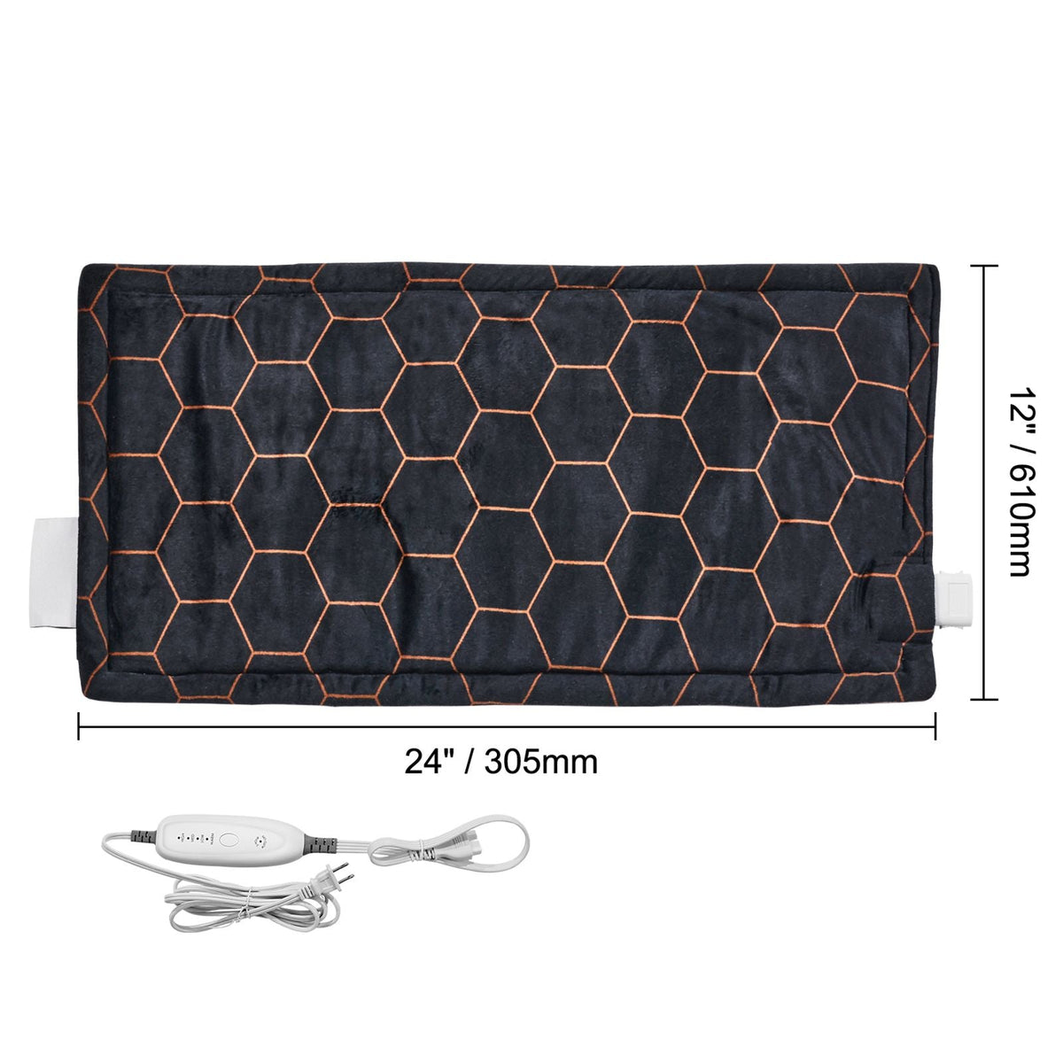 Far Infrared Heating Pad, 12" x 24" Weighted Heating Pad with Far Infrared Therapy, 4 Temperature Settings, 2-hour Auto-off, Electric Heating Pad for Back Neck Shoulder Abdomen Pain Relief