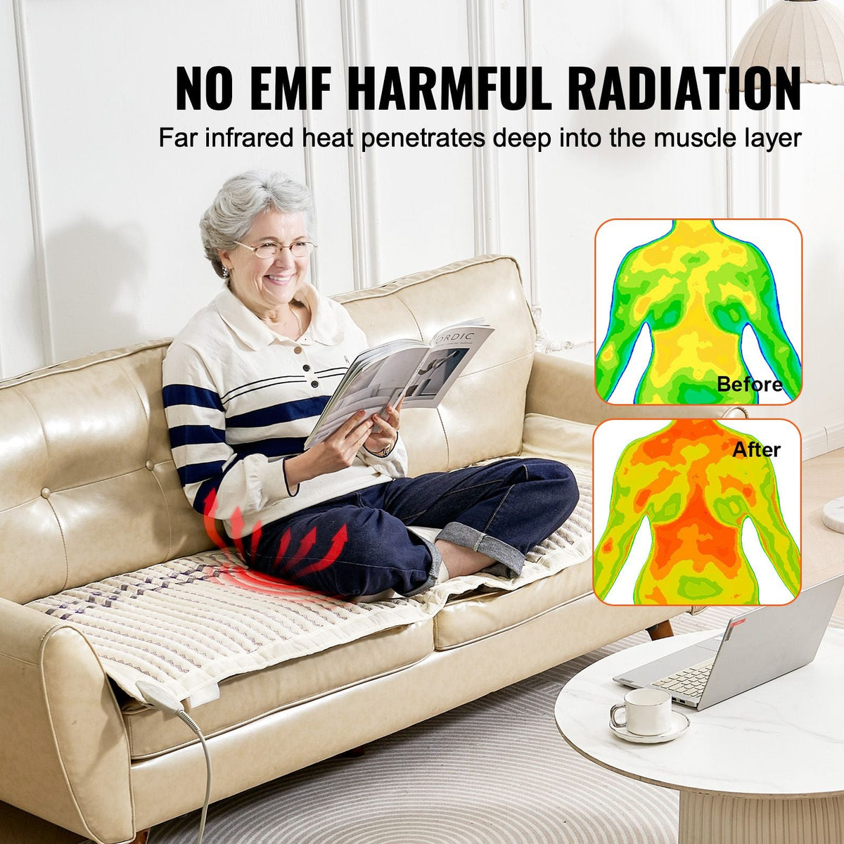 Far Infrared Heating Pad, Amethyst Heating Mat with Negative Ions, 103-159Fahrenheit Hot Gemstones Therapy Mat with 0-12 Hours Timer for Full Body Pain Relief (72 x 24-inch)