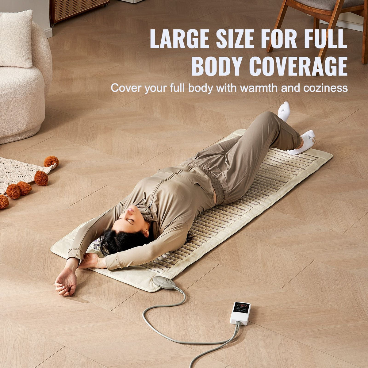 Far Infrared Heating Pad, Amethyst Heating Mat with Negative Ions, 103-159Fahrenheit Hot Gemstones Therapy Mat with 0-12 Hours Timer for Full Body Pain Relief (72 x 24-inch)