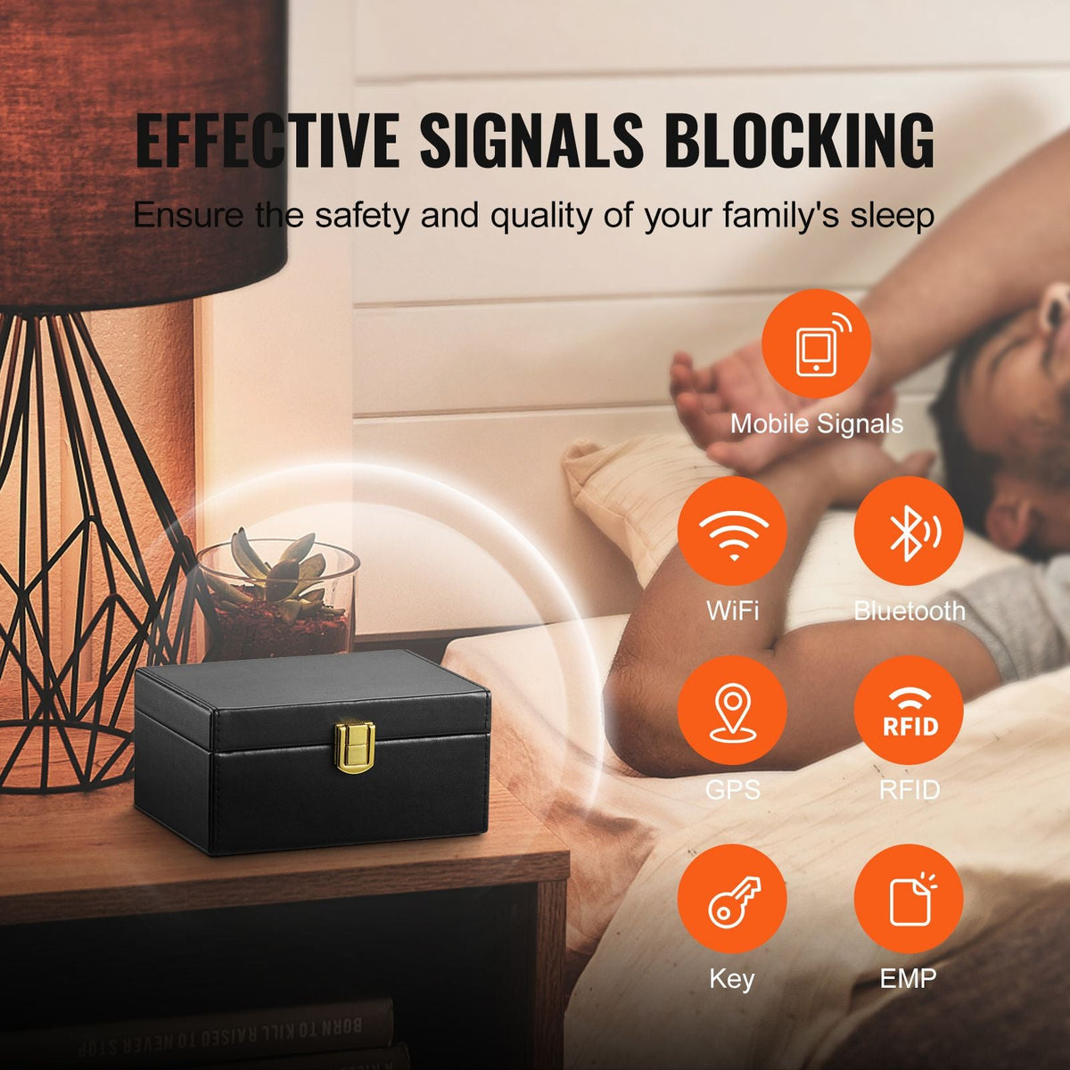 Faraday Box, PU Leather Signal Blocking Holde, Keyless Fob Protector Shielding for WiFi, RFID, GPS, Bluetooth & 5G, Anti-Theft Box and Anti-Hacking Case Blocker, Black(5.9 x 4.5 x 2.9")