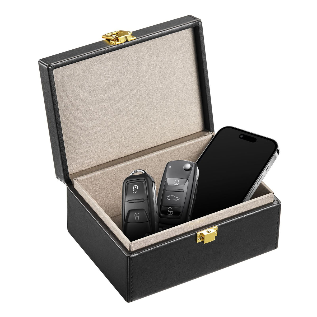 Faraday Box, PU Leather Signal Blocking Holde, Keyless Fob Protector Shielding for WiFi, RFID, GPS, Bluetooth & 5G, Anti-Theft Box and Anti-Hacking Case Blocker, Black(5.9 x 4.5 x 2.9")