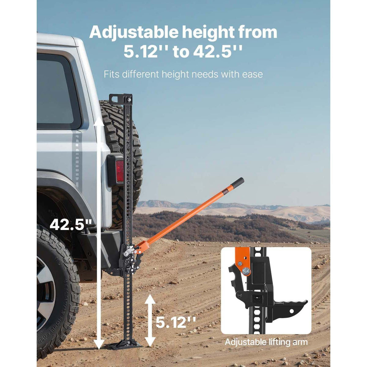 Farm Jack, 48" Utility High Lift Farm Jack, 3.18 Ton (7,000 lbs) Capacity Ratcheting Off Road Utility Jacks, Heavy-Duty Lift Jacks with 5.12"-42.5" Lifting Range for Tractor, Truck, SUV