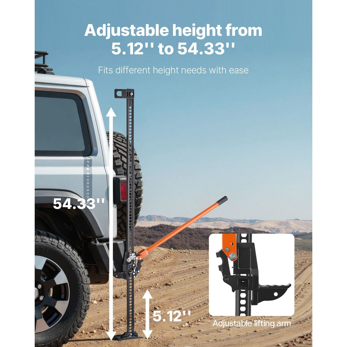 Farm Jack, 60" Utility High Lift Farm Jack, 3.18 Ton (7,000 lbs) Capacity Ratcheting Off Road Utility Jacks, Heavy-Duty Lift Jacks with 5.12"-54.33" Lifting Range for Tractor, Truck, SUV