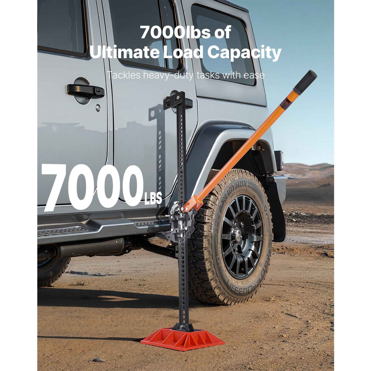 Farm Jack with Base, 60" Utility High Lift Farm Jack, 3.18 Ton (7,000 lbs) Capacity Ratcheting Off Road Utility Jacks, Heavy-Duty Lift Jacks with 5.12"-54.33" Lifting Range for Tractor, Truck