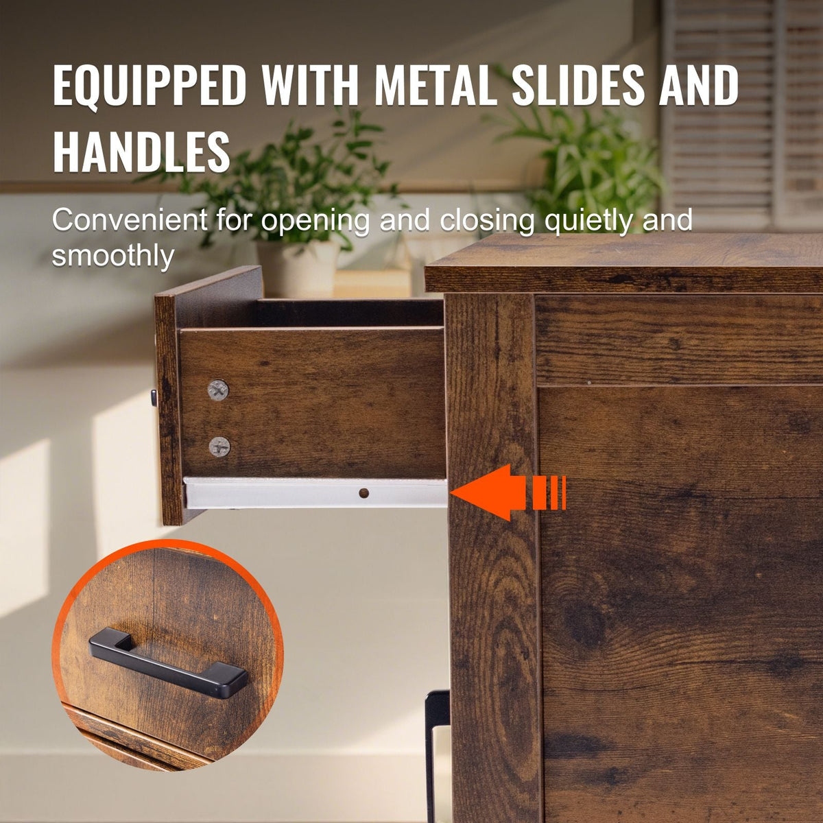 Farmhouse End Table, Nightstand with Charging Station, 3 Tiers End Table with Storage Cabinet and 1 Drawer, Side Table with USB Ports and Outlets, Ideal for Living Room, Bedroom, Burlywood