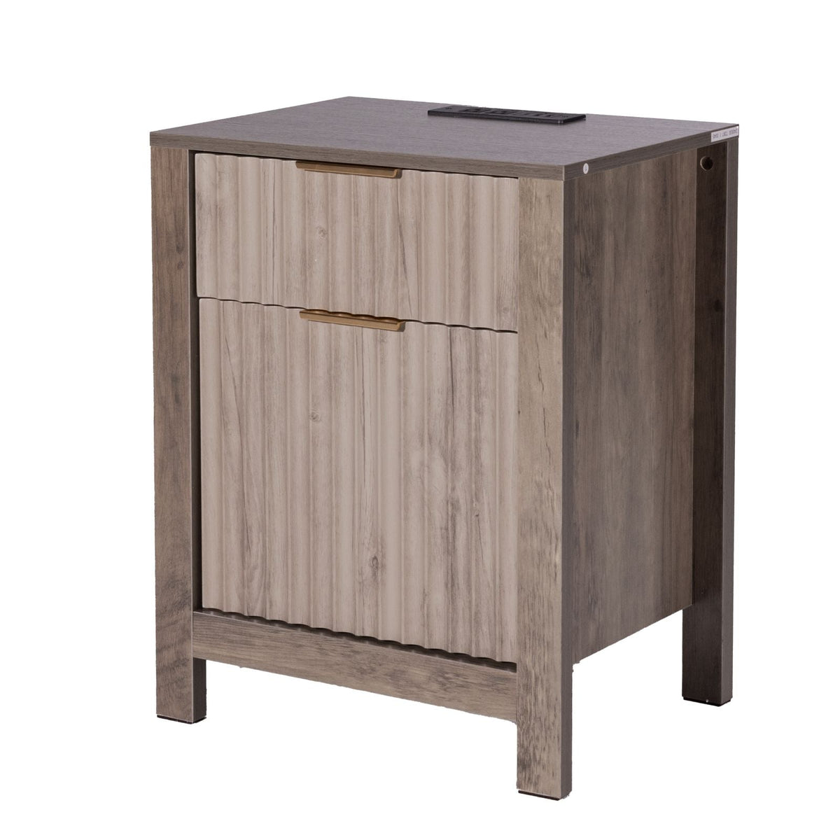 Farmhouse End Table Set of 2, Nightstand with Charging Station, 3 Tiers Side Table with Storage Cabinet and 2 Drawers, Side Table with USB Ports and Outlets, Ideal for Living Room, Bedroom, Gray