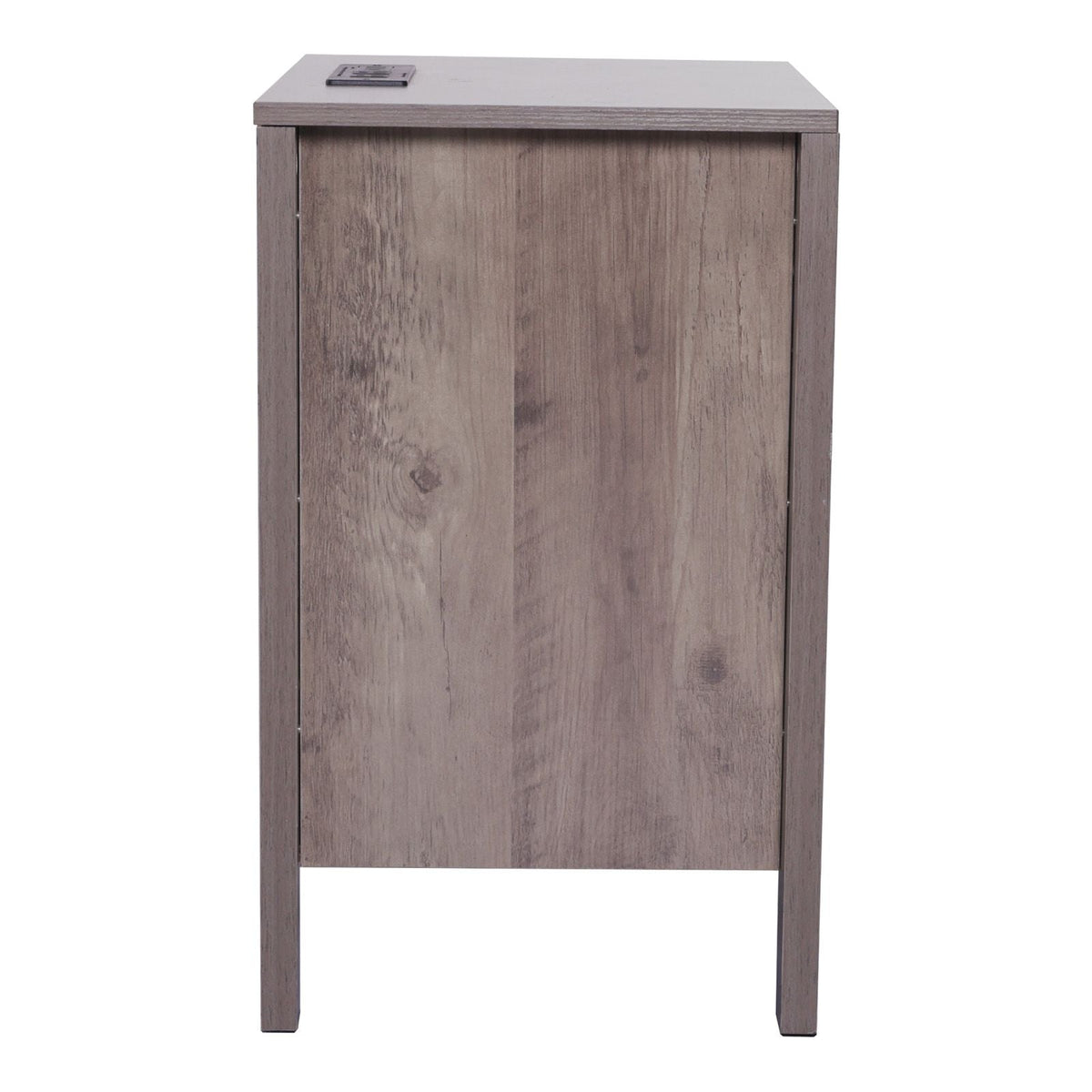 Farmhouse End Table Set of 2, Nightstand with Charging Station, 3 Tiers Side Table with Storage Cabinet and 2 Drawers, Side Table with USB Ports and Outlets, Ideal for Living Room, Bedroom, Gray