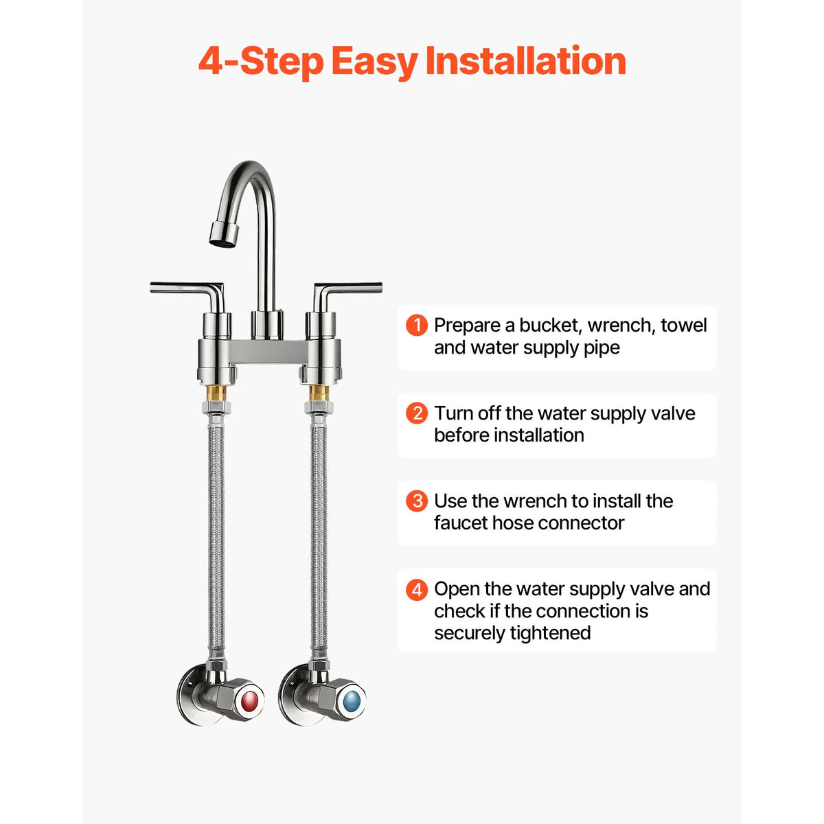 Faucet Hose Connector, 16-Inch Length, 3/8 Inch Comp x 1/2 Inch FIP 10-Pack Braided Stainless Steel Faucet Supply Line, Faucet Hose Connects Kitchen Bathroom Sink to Water Supply, Certified Safe