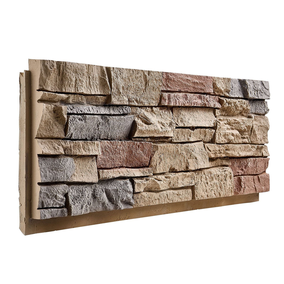 Faux Stacked Stone Panel, 45.6 x 12.8 in Artificial Stone Wall Panels, High-Density PU Stones Siding Panel, Easy to Cut, Rock Panels for Interior and Exterior Decorations, Brick Red