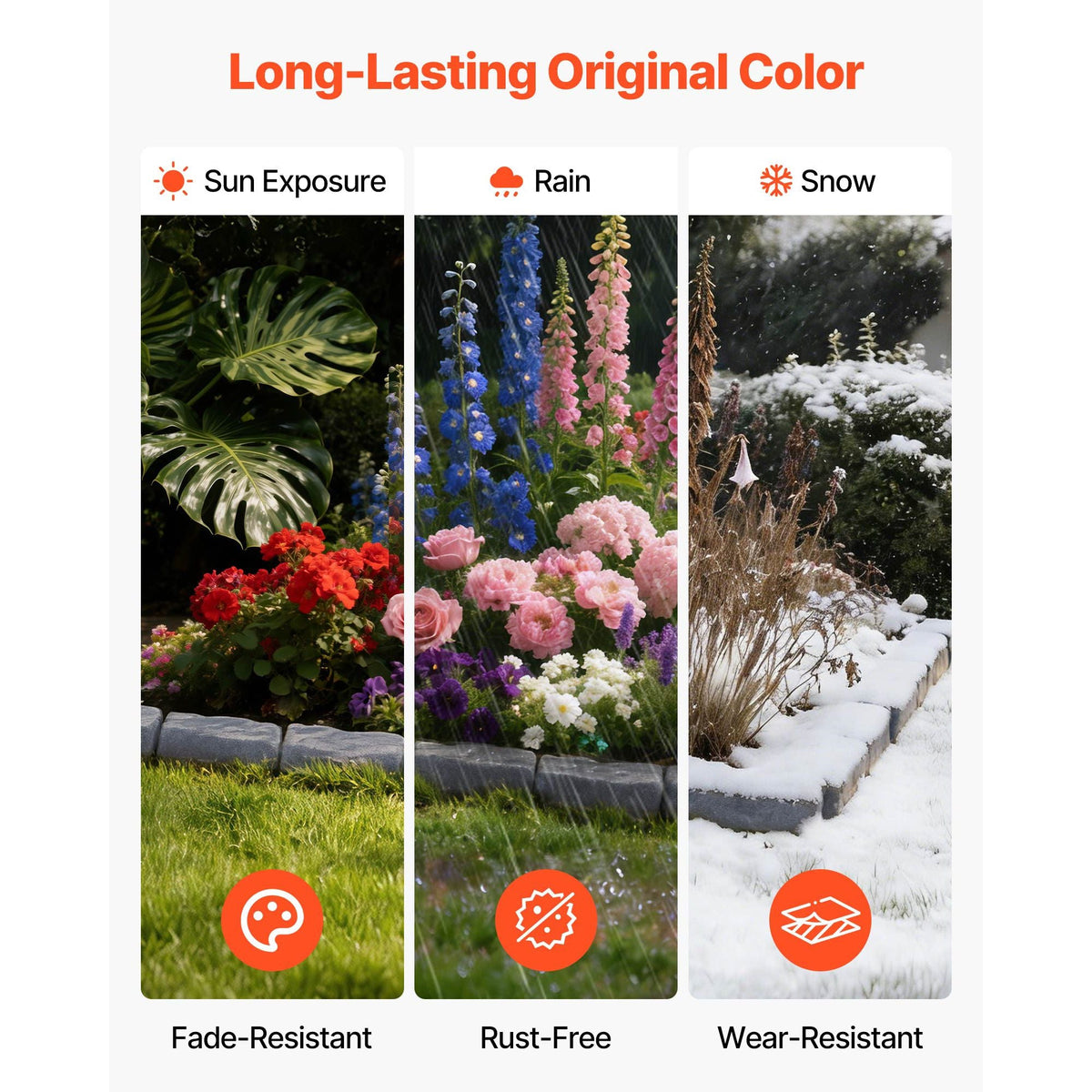Faux Stone Landscape Edging, 15.5 ft Kit, No Dig Garden Edging Border, Blocks for Lawn, Flower Beds, Yard, 4 Pack Each Section Has 6 Bricks 46.46"L x 3.74"W x 2.24"H, 16 Spikes & 4 Corners, Gray