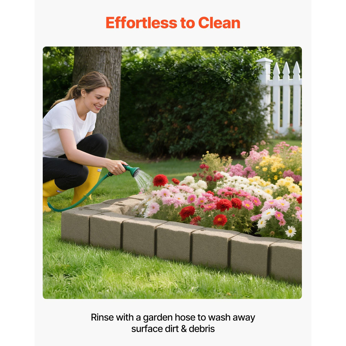 Faux Stone Landscape Edging, 15.5 ft Kit, No Dig Garden Edging Border, Blocks for Lawn, Flower Beds, Yard, 4 Pack Each Section Has 6 Bricks 46.85"L x 3.94"W x 6.1"H, 12 Spikes & 4 Corners, Beige