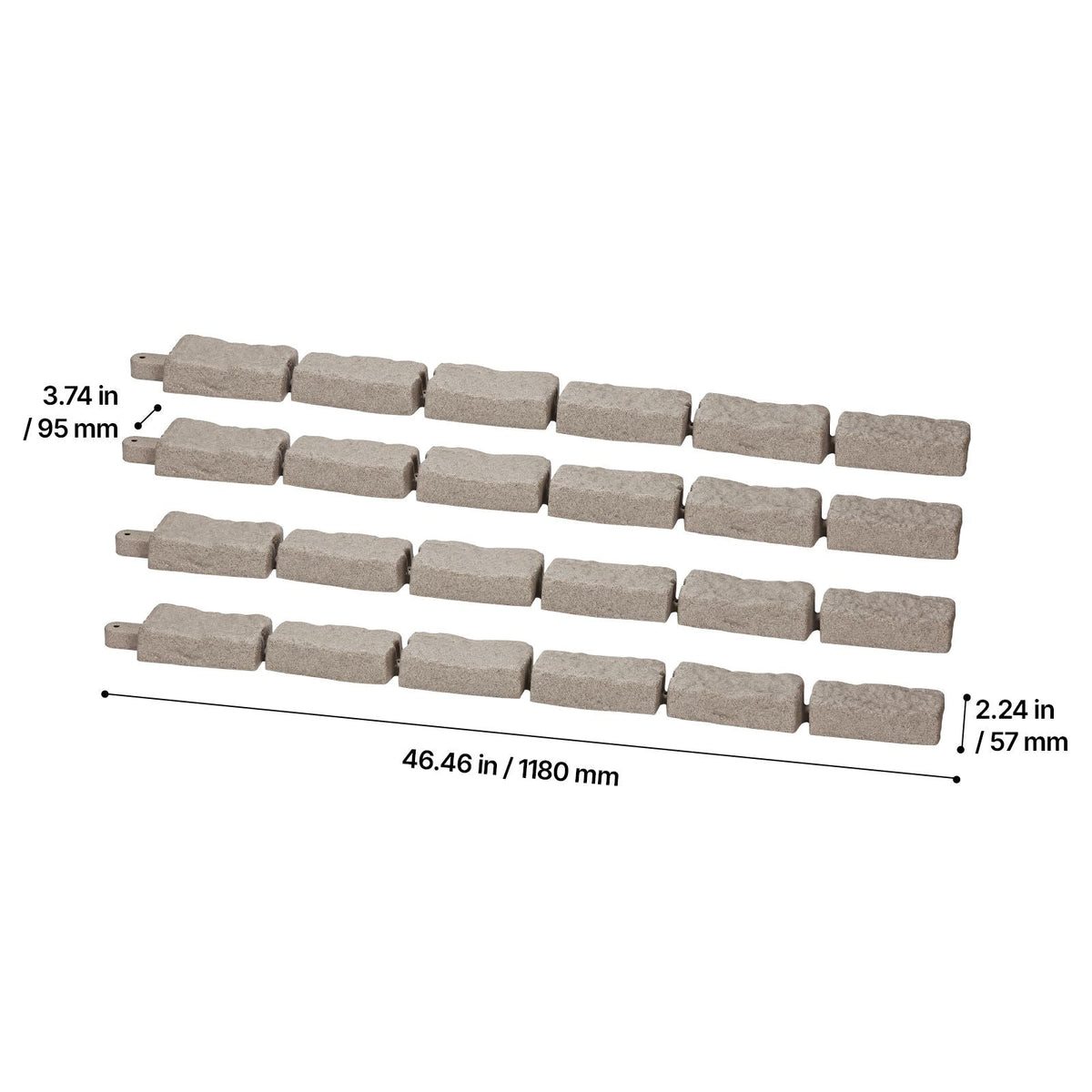 Faux Stone Landscape Edging, 46.4 x 2.2 in Realistic Lawn Edging, Flexible Brick-Sized Garden Edging Border with Anchoring Spikes, Fade-Resistant Yard Edging for Driveways Walkway Beige