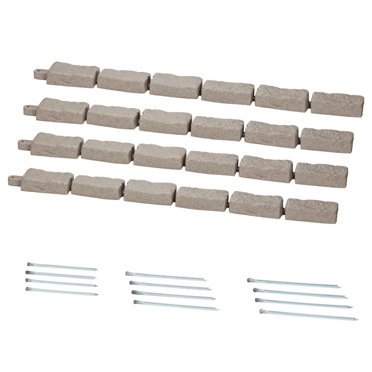 Faux Stone Landscape Edging, 46.4 x 2.2 in Realistic Lawn Edging, Flexible Brick-Sized Garden Edging Border with Anchoring Spikes, Fade-Resistant Yard Edging for Driveways Walkway Beige