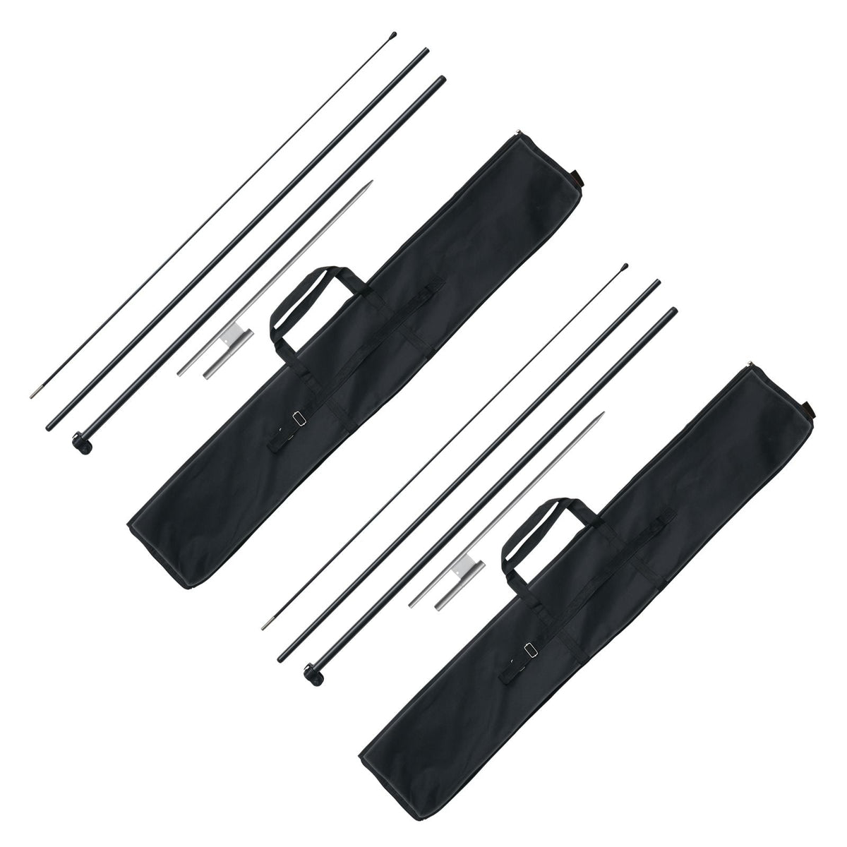 Feather Flag Pole Kit, 2 Packs Swooper Flag Pole 12.7 ft, Sign Flag Poles for Business Advertising Flags Outdoor, with Ground Stakes and A Carrying Bag (Flag Not Included)
