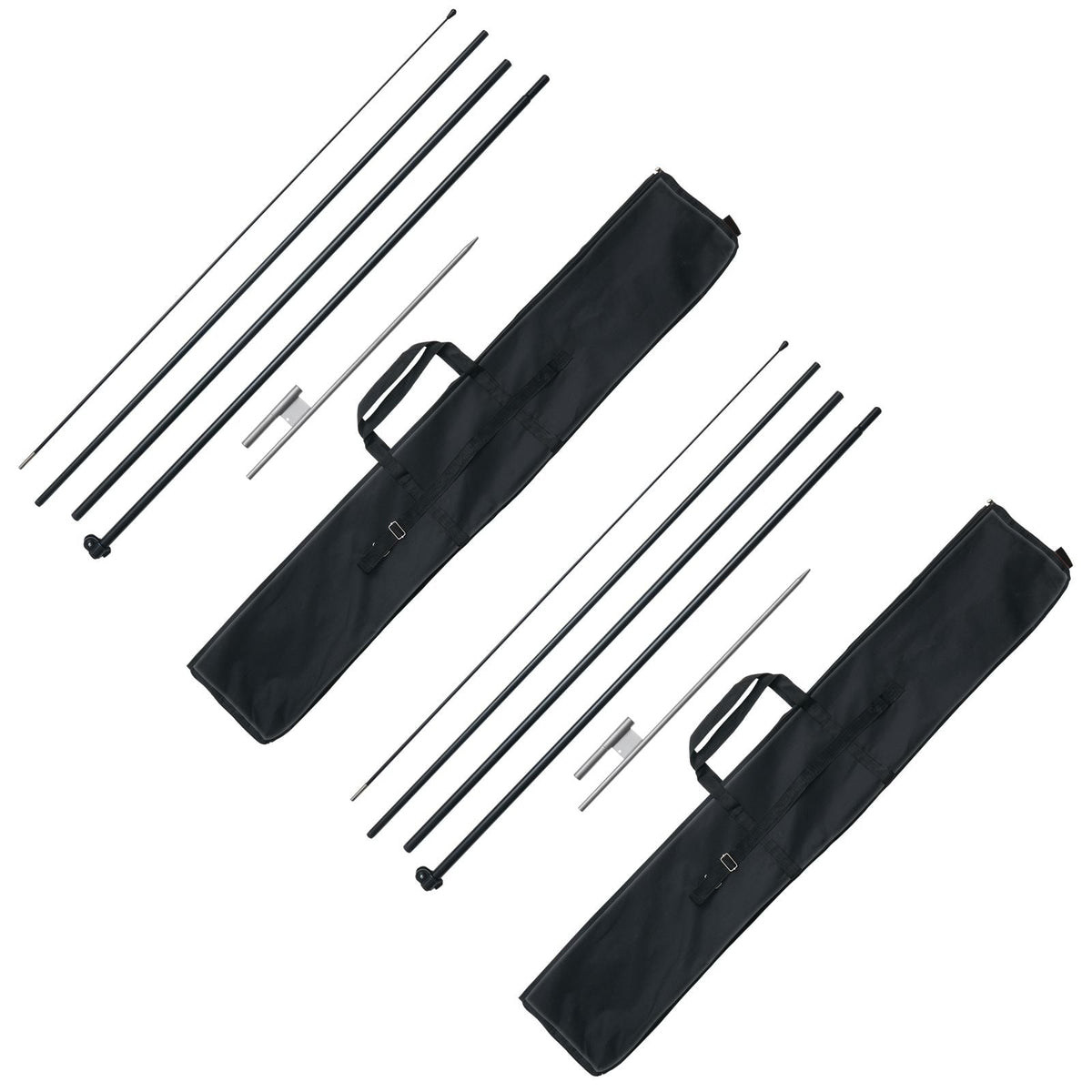 Feather Flag Pole Kit, 2 Packs Swooper Flag Pole 16.3 ft, Sign Flag Poles for Business Advertising Flags Outdoor, with Ground Stakes and A Carrying Bag (Flag Not Included)