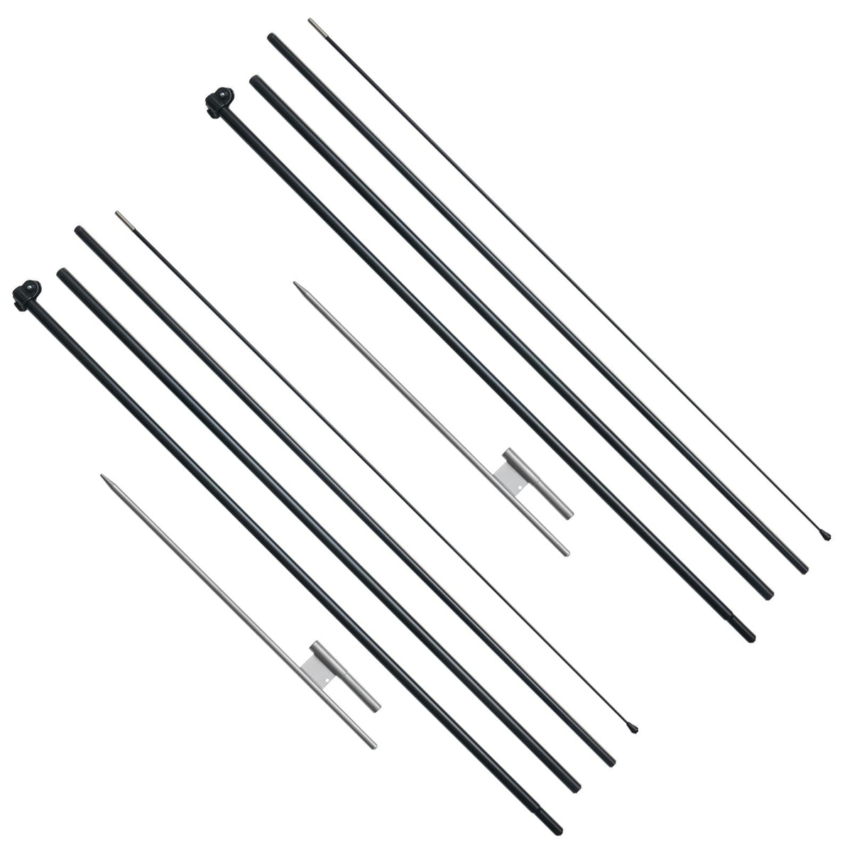 Feather Flag Pole Kit, 2 Packs Swooper Flag Pole 16.3 ft, Sign Flag Poles for Business Advertising Flags Outdoor, with Ground Stakes and A Carrying Bag (Flag Not Included)