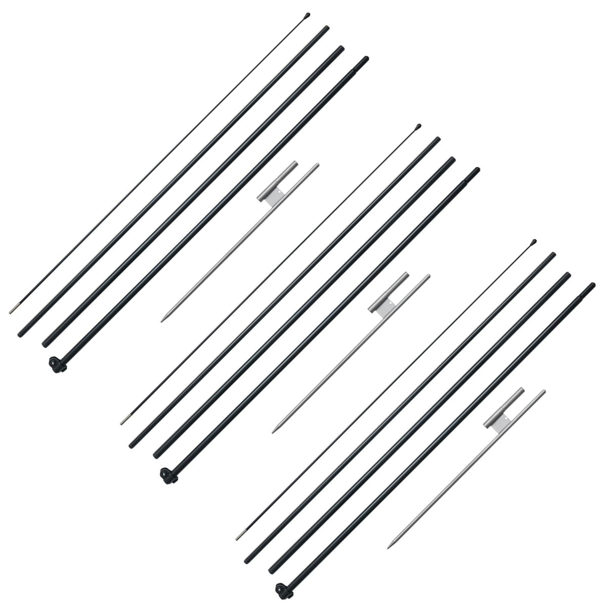 Feather Flag Pole Kit, 3 Packs Swooper Flag Pole 16.3 ft, Sign Flag Poles for Business Advertising Flags Outdoor, with Ground Stakes and A Carrying Bag (Flag Not Included)