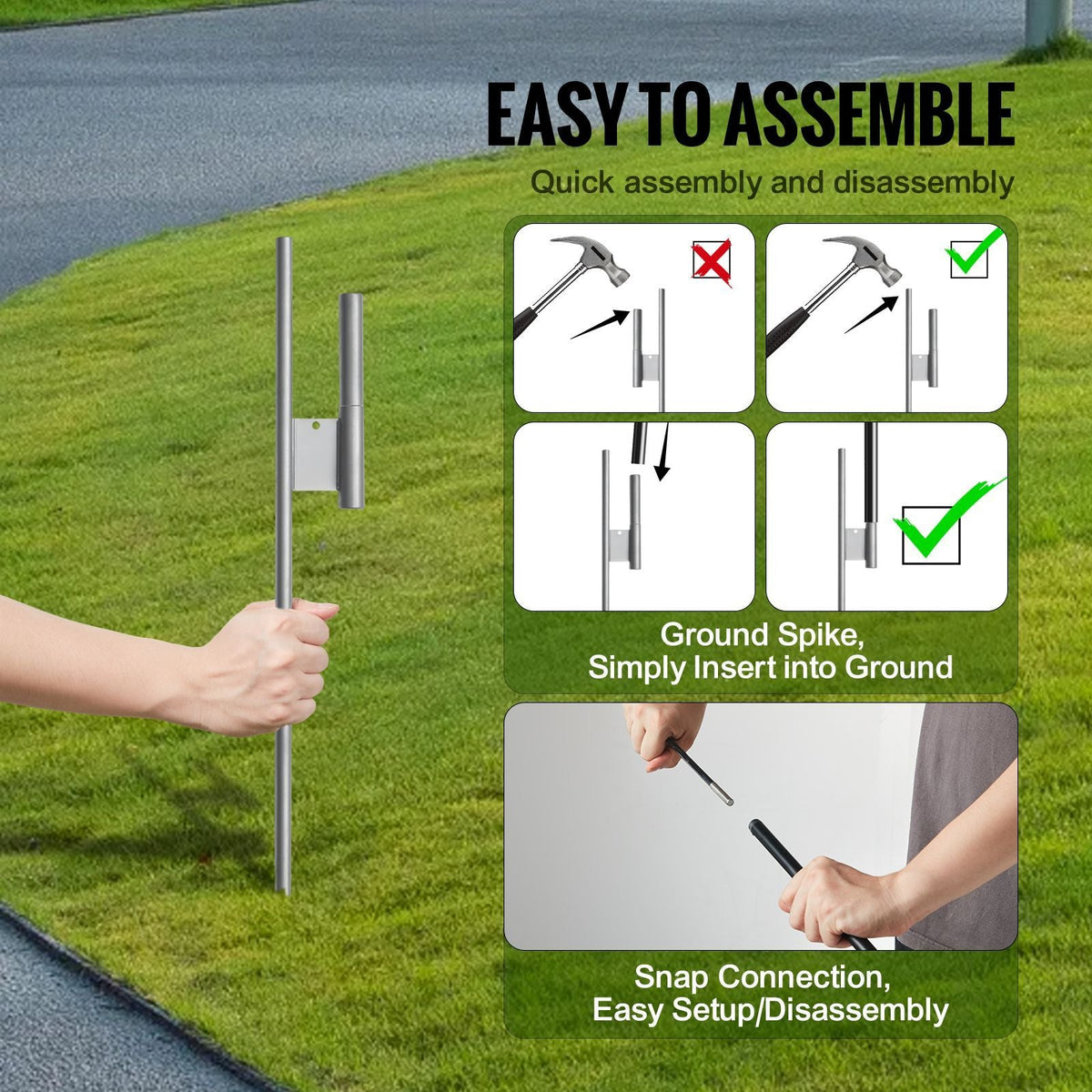 Feather Flag Pole Kit, 3 Packs Swooper Flag Pole 16.3 ft, Sign Flag Poles for Business Advertising Flags Outdoor, with Ground Stakes and A Carrying Bag (Flag Not Included)