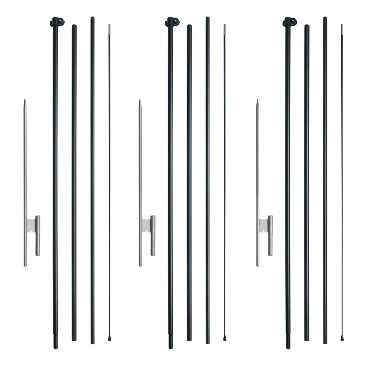 Feather Flag Pole Kit, 3 Packs Swooper Flag Pole 16.3 ft, Sign Flag Poles for Business Advertising Flags Outdoor, with Ground Stakes and A Carrying Bag (Flag Not Included)