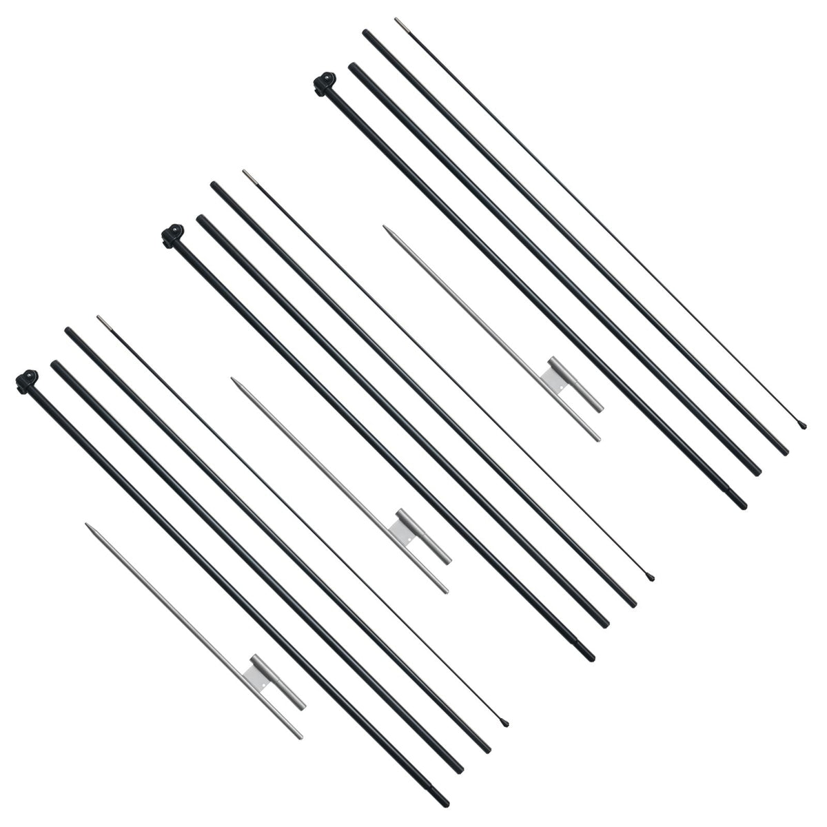 Feather Flag Pole Kit, 3 Packs Swooper Flag Pole 16.3 ft, Sign Flag Poles for Business Advertising Flags Outdoor, with Ground Stakes and A Carrying Bag (Flag Not Included)