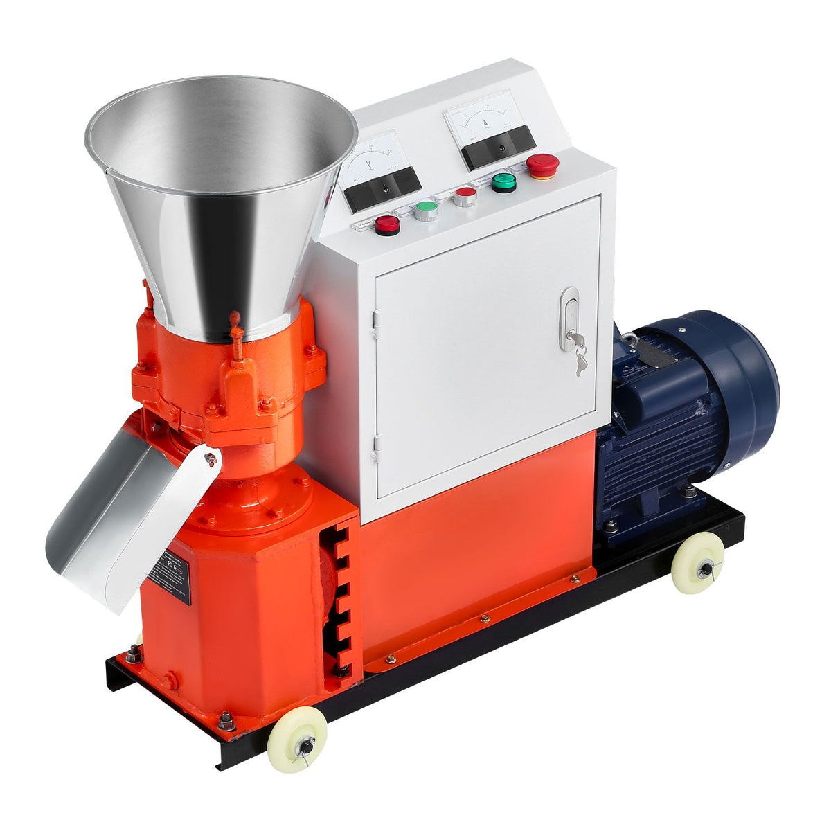 Feed Pellet Mill Machine, 5 mm Animal Feed Pellet Making Machine, 3KW 240V Animal Food Granulator Mill Machines with 3 Pressure Rollers & 4 Wheels, Ideal for Poultry, Livestock, Farm Animals