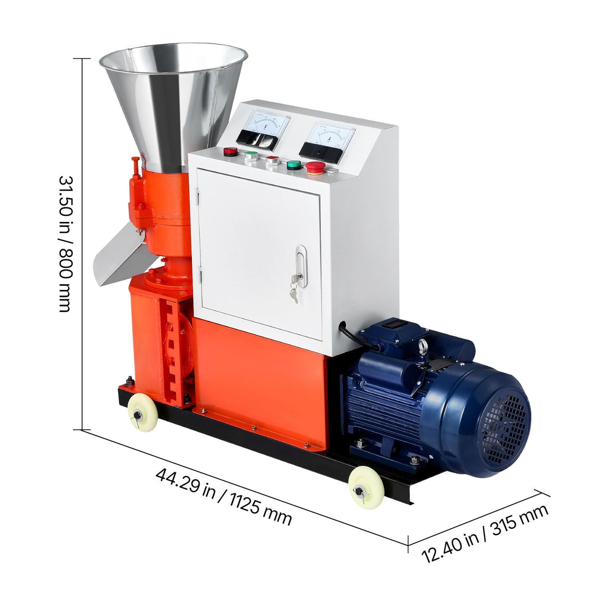 Feed Pellet Mill Machine, 5 mm Animal Feed Pellet Making Machine, 3KW 240V Animal Food Granulator Mill Machines with 3 Pressure Rollers & 4 Wheels, Ideal for Poultry, Livestock, Farm Animals