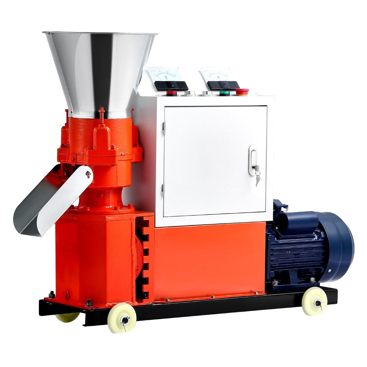 Feed Pellet Mill Machine, 6 mm Animal Feed Pellet Making Machine, 3KW 240V Animal Food Granulator Mill Machines with 3 Pressure Rollers & 4 Wheels, Ideal for Poultry, Livestock, Farm Animals
