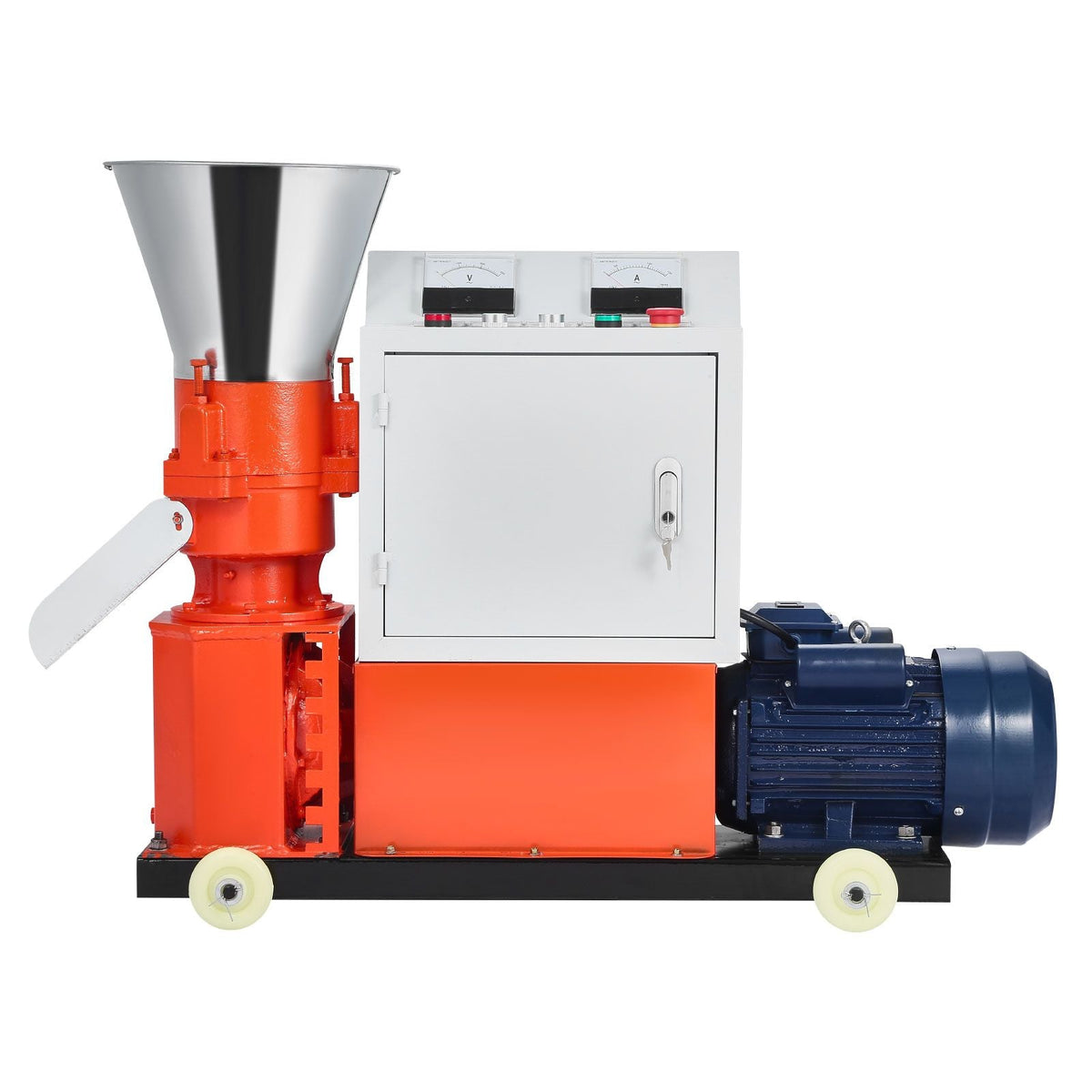Feed Pellet Mill Machine, 6 mm Animal Feed Pellet Making Machine, 3KW 240V Animal Food Granulator Mill Machines with 3 Pressure Rollers & 4 Wheels, Ideal for Poultry, Livestock, Farm Animals