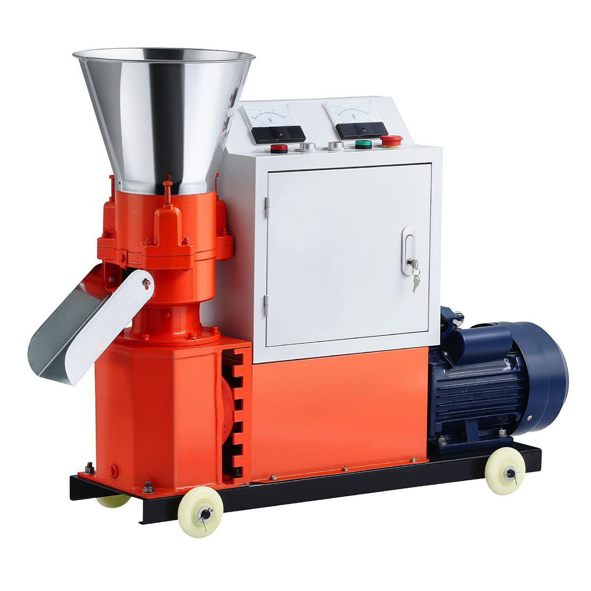 Feed Pellet Mill Machine, 6 mm Animal Feed Pellet Making Machine, 3KW 240V Animal Food Granulator Mill Machines with 3 Pressure Rollers & 4 Wheels, Ideal for Poultry, Livestock, Farm Animals