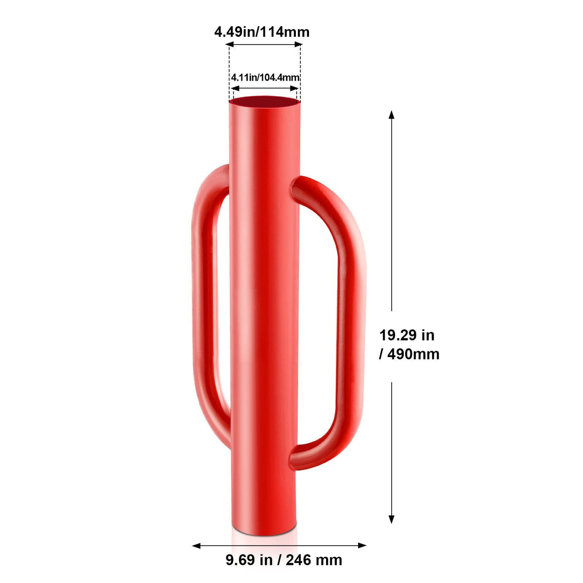 Fence Post Driver with Handles, 4.11 in Inner Diameter T Post Pole Pounder, 22LB Heavy Duty Carbon Steel Hand Post Rammer, Farm Fencing Hole Digger for U Channel, Sign Pole, Wooden Post, Red