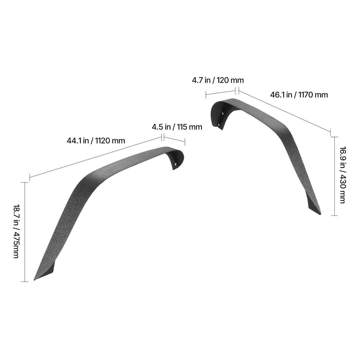 Fender Flare, Front & Rear Fender Flares Compatible with 2007-2018 Jeeps JK/JKU 2/4 Doors, Fine-Textured Black Paintable Off-Road Steel Liner Set, Fenders for Jeep JK, Rust-Resistant Coating