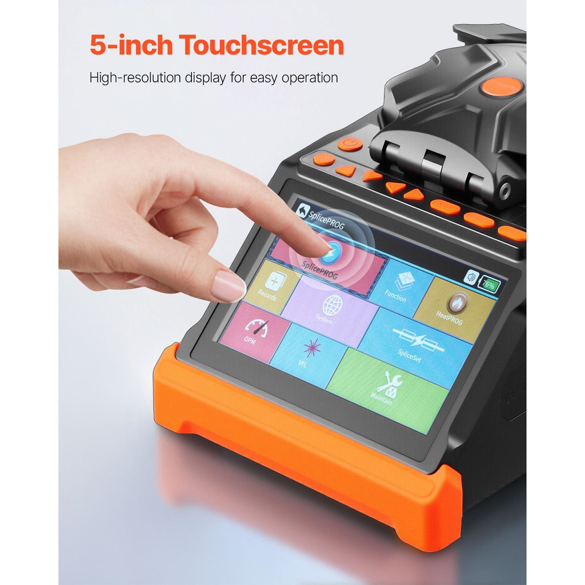 Fiber Fusion Splicer 6 Motors, Core & Clad Alignment Fibers Optic Splicer with 6s Fast Splicing and 13s Heating, 5" Touch Screen, 3 in 1 Fiber Holder, 7800mAh Battery for SM MM DS NZDS Fibers