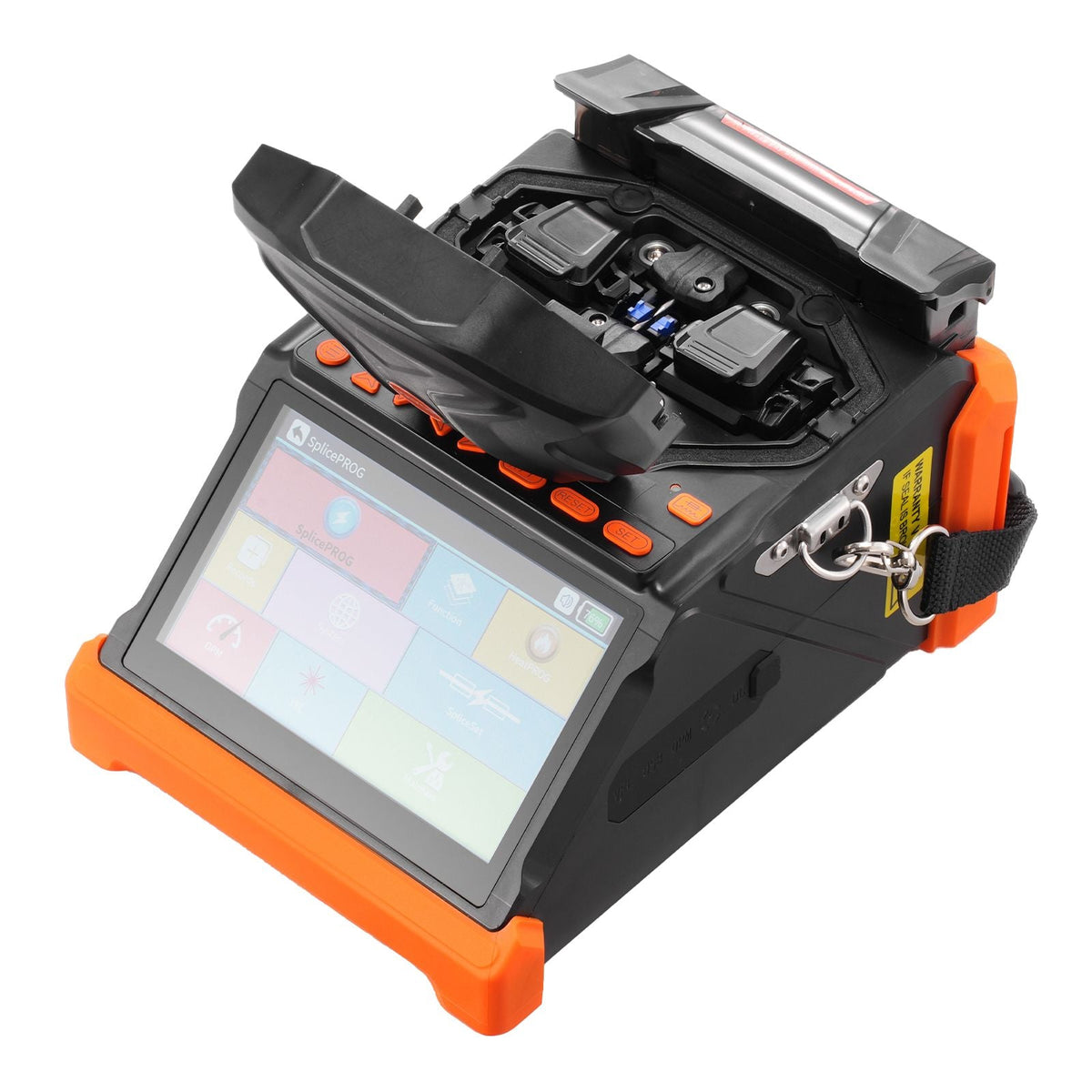Fiber Fusion Splicer 6 Motors, Core & Clad Alignment Fibers Optic Splicer with 6s Fast Splicing and 13s Heating, 5" Touch Screen, 3 in 1 Fiber Holder, 7800mAh Battery for SM MM DS NZDS Fibers