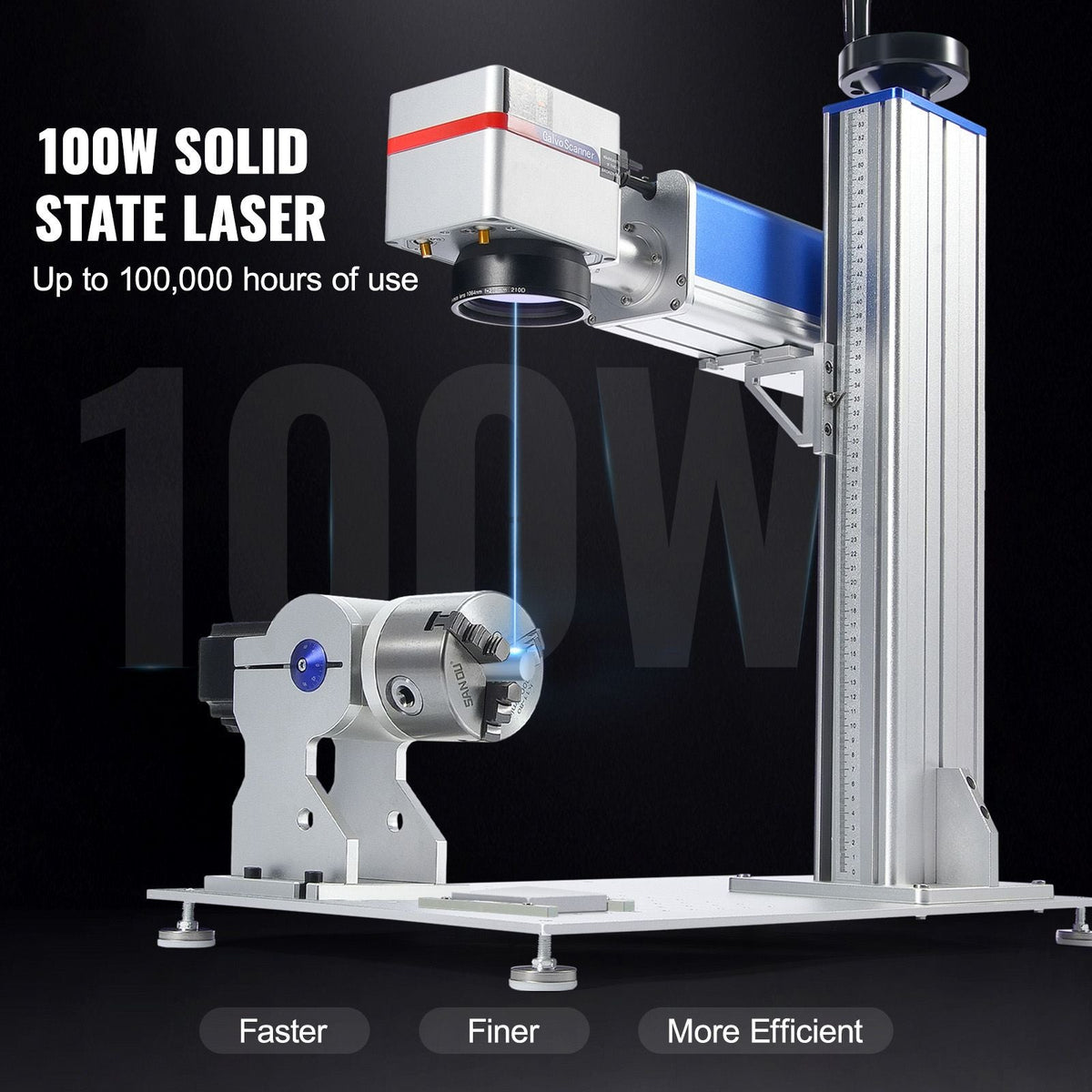 Fiber Laser Marking Machine, 100W Compatible with LightBurn, MOPA Color Fiber Laser Engraver, 6.9" x 6.9" Working Area with Rotary Axis, Solid State Laser Machine for Aluminum Steel Jewelry Gold