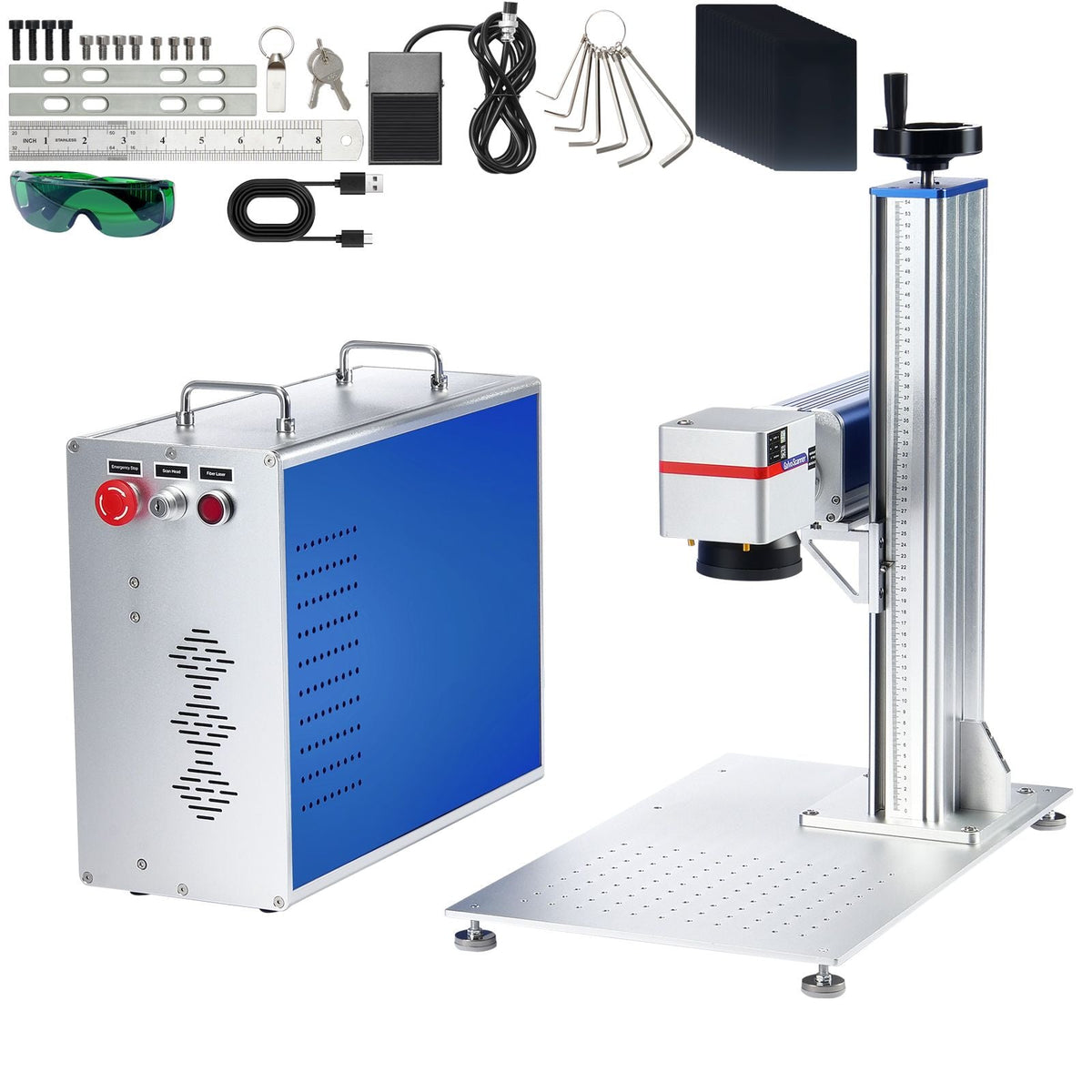 Fiber Laser Marking Machine, 30W Compatible with LightBurn, Fiber Laser Engraving Marking Machine with 5.9" x 5.9" Working Area, Solid State Fiber Laser Engraver for Aluminum Steel Jewelry Gold