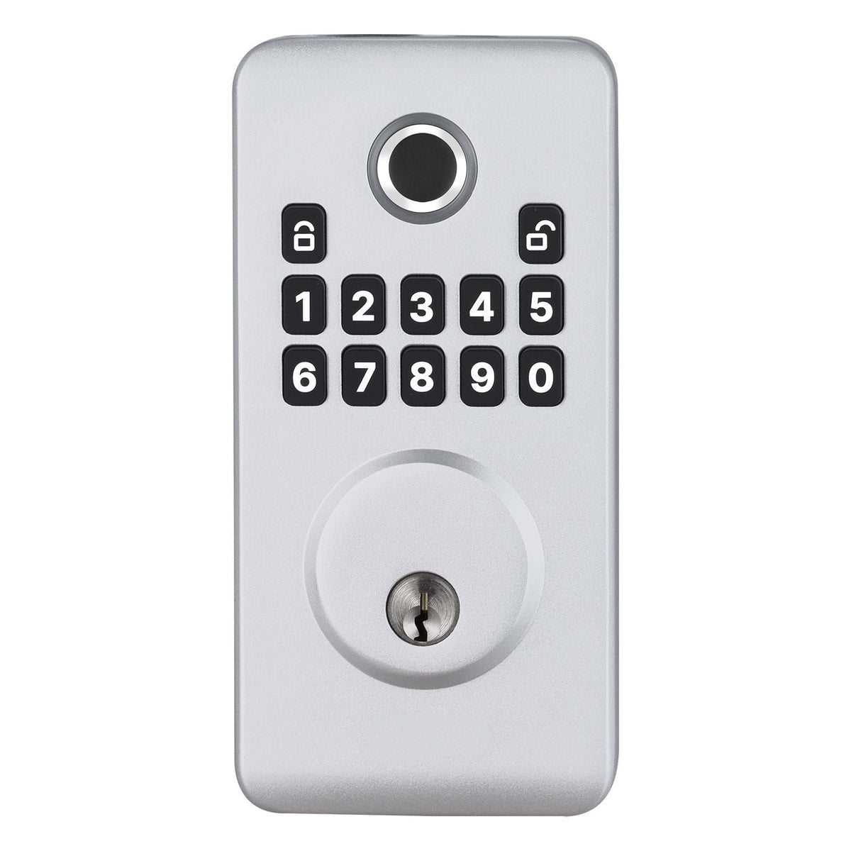 Fingerprint Door Lock, Electronic Biometric Deadbolt with Pioneering Easy-Grip Design, Auto Locking, One-Time Code, Anti-Peeking Password, Keyless Entry Door Lock for Home, Apartment, Silver