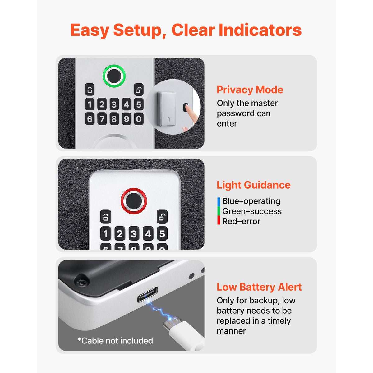 Fingerprint Door Lock, Electronic Biometric Deadbolt with Pioneering Easy-Grip Design, Auto Locking, One-Time Code, Anti-Peeking Password, Keyless Entry Door Lock for Home, Apartment, Silver