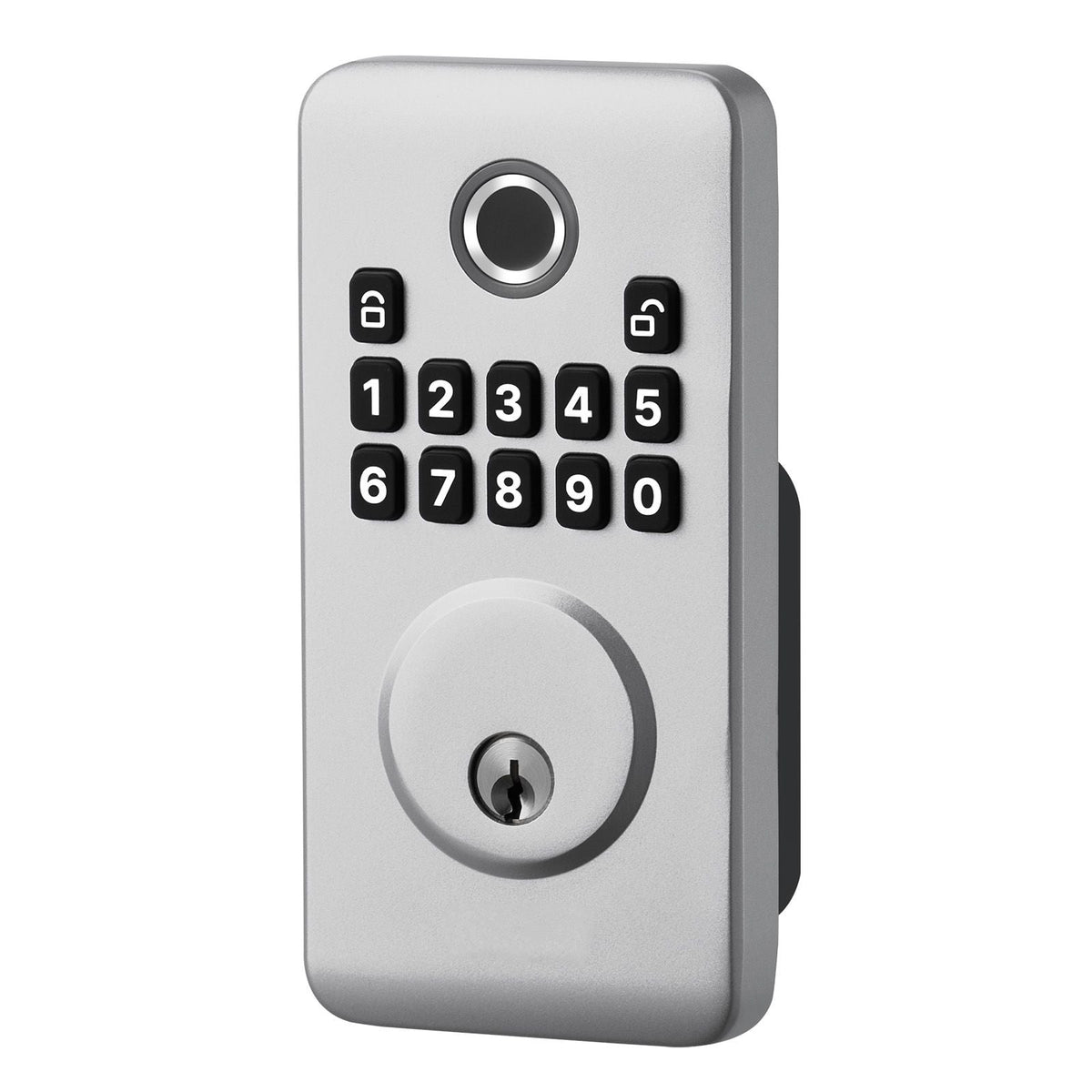 Fingerprint Door Lock, Electronic Biometric Deadbolt with Pioneering Easy-Grip Design, Auto Locking, One-Time Code, Anti-Peeking Password, Keyless Entry Door Lock for Home, Apartment, Silver
