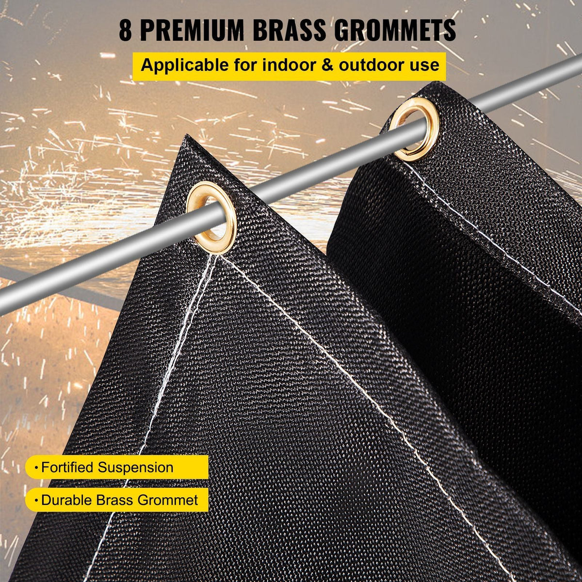 Fire Blankets, 2 Pack Welding Blankets, 6\' x 10\' Fire Suppression Blanket, 1022 Fahrenheit Flame Retardant Blanket, Fiberglass Fire Retardant Blanket with 8 Brass Gromme