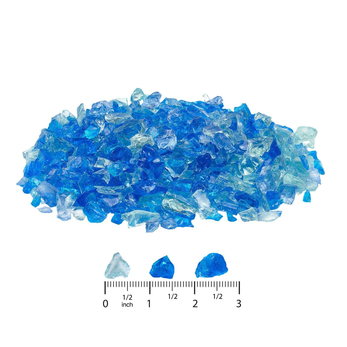 Fire Glass, 10 LBS / 4.5 KG Fireplace Rocks, 3/4-Inch / 19.05 mm Reflective Firepit Glass Rock, High Luster Stone Landscaping for Fire Pit Table, Aqua Blue + Caribbean Blue + Aqua Green