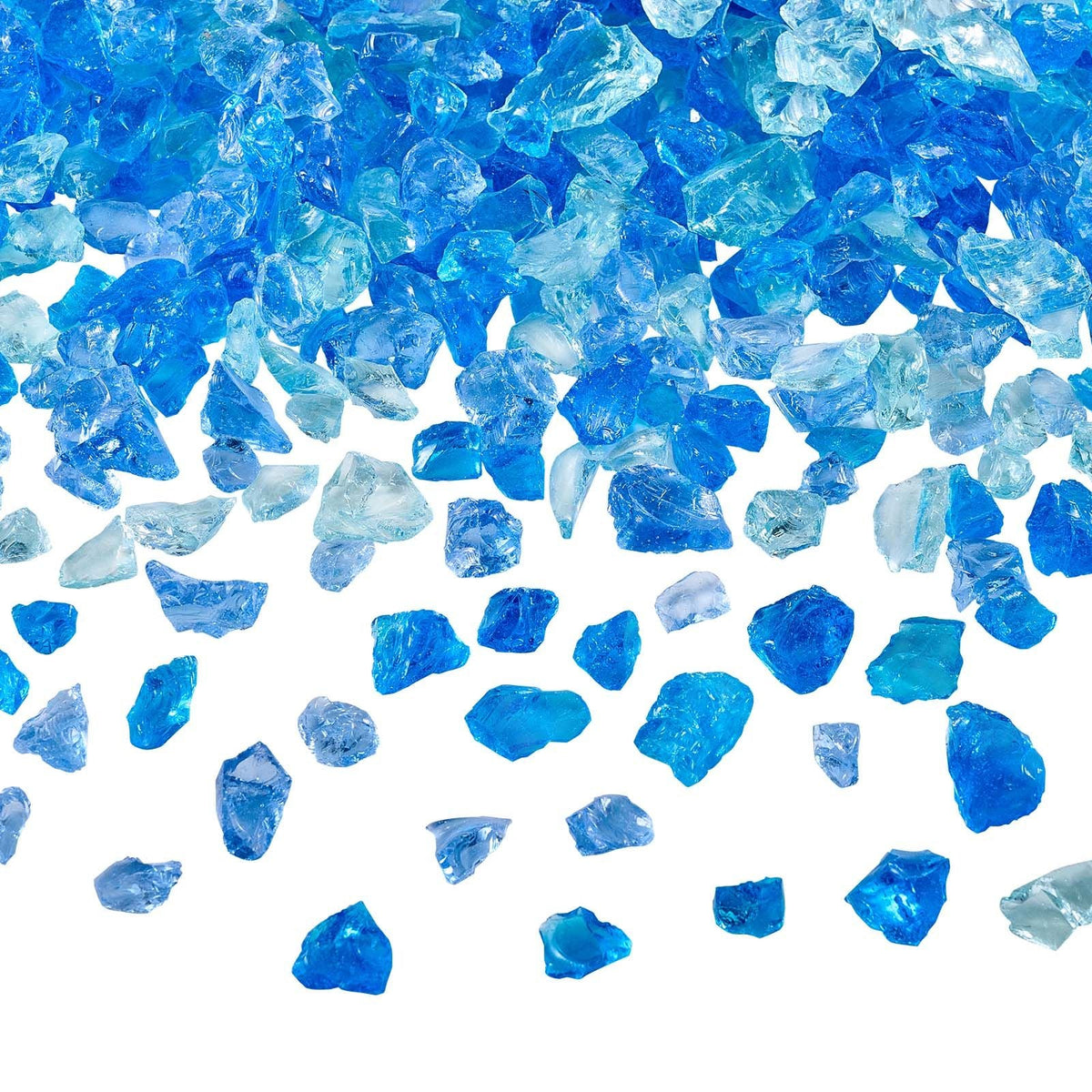 Fire Glass, 10 LBS / 4.5 KG Fireplace Rocks, 3/4-Inch / 19.05 mm Reflective Firepit Glass Rock, High Luster Stone Landscaping for Fire Pit Table, Aqua Blue + Caribbean Blue + Aqua Green