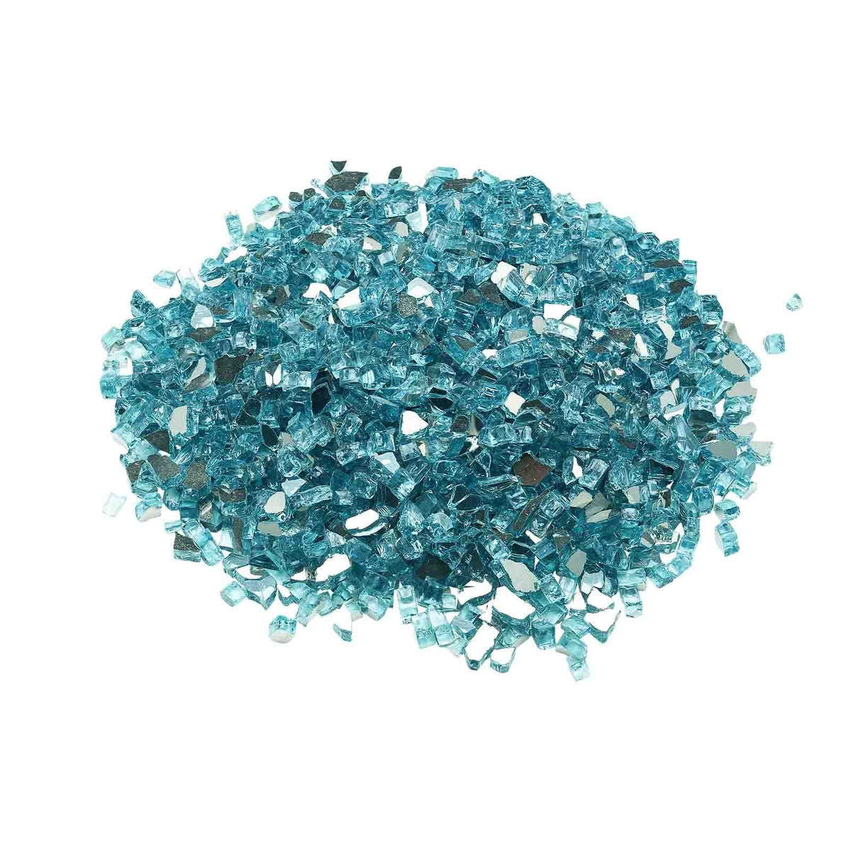 Fire Glass, 10 LBS / 4.5 KG High-Temperature Resistant Fireplace Rocks, 1/2-Inch / 12.7 mm Reflective & Smokeless Firepit Glass Rock, High Luster Stone Landscaping for Fire Pit Table, Aqua Blue