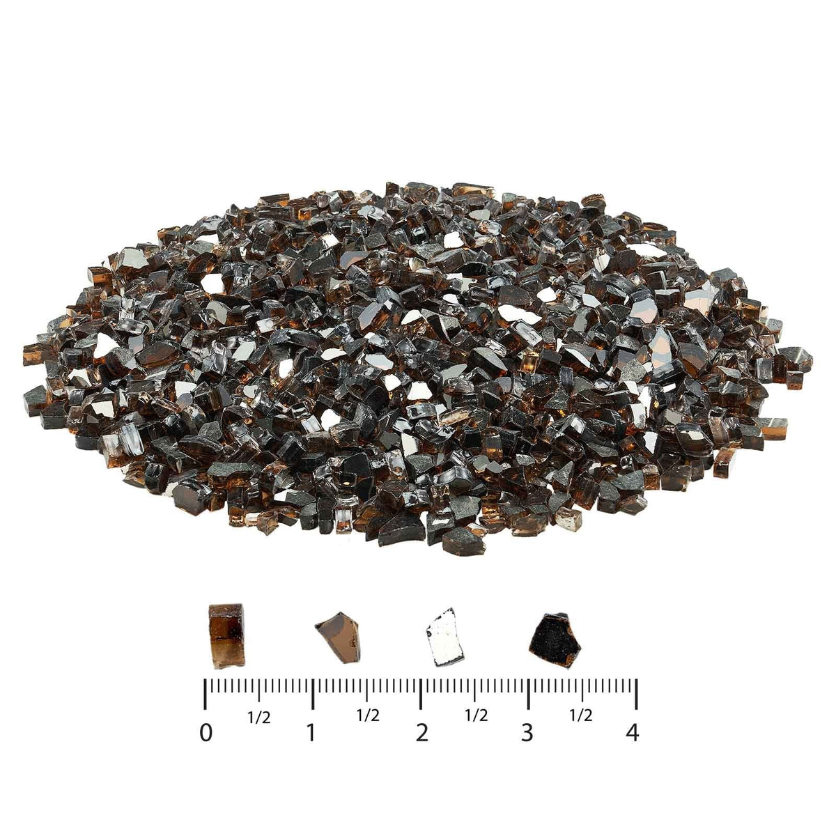 Fire Glass, 10 LBS / 4.5 KG High-Temperature Resistant Fireplace Rocks, 1/2-Inch / 12.7 mm Reflective & Smokeless Firepit Glass Rock, High Luster Stone Landscaping for Fire Pit Table, Copper