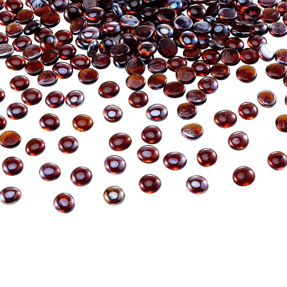 Fire Glass, 10LBS / 4.5KG High-Temperature Resistant Fireplace Rocks, 3/4-Inch / 19.05 mm Reflective & Smokeless Firepit Glass Beads, High Luster Stone Landscaping for Fire Pit Table, Rich Amber