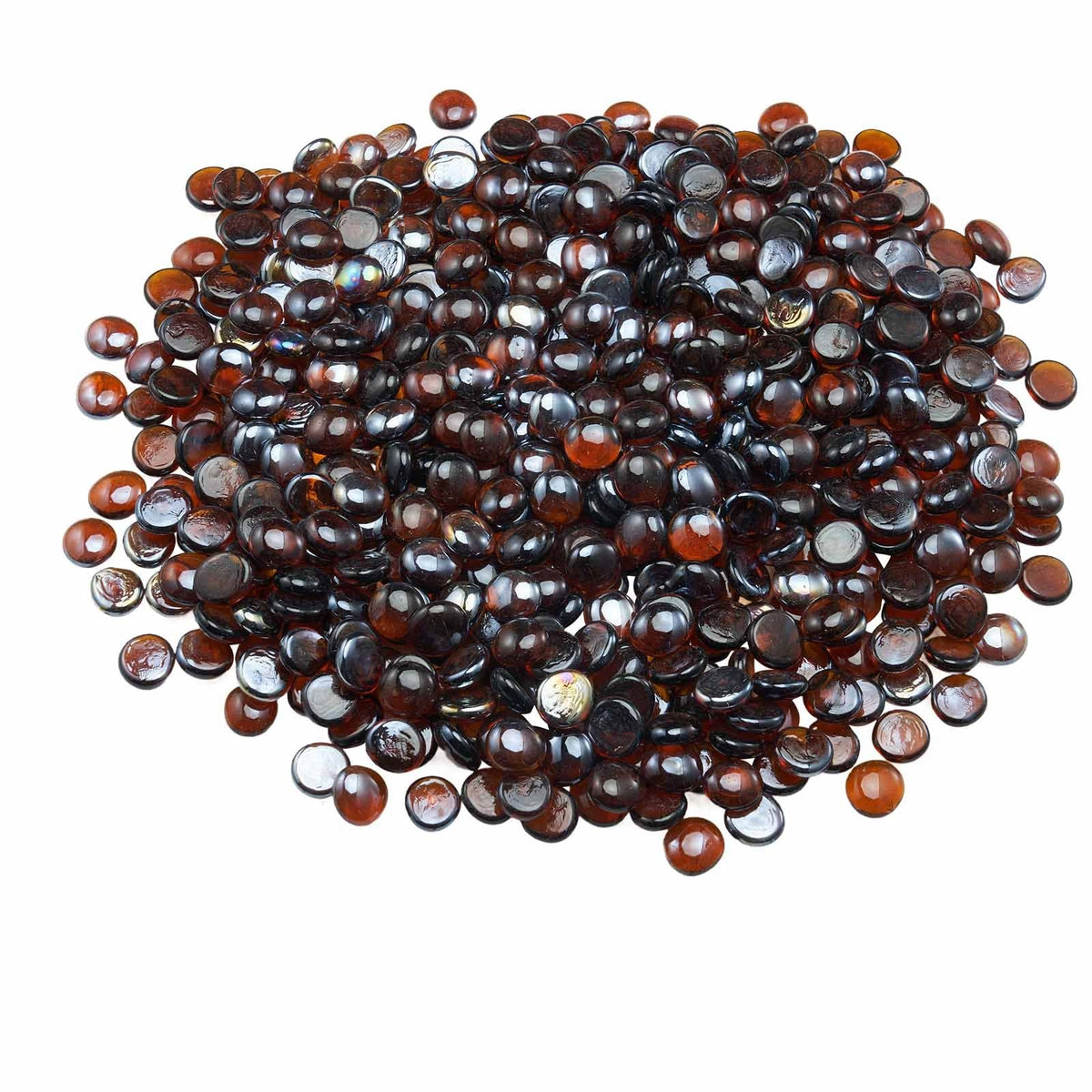 Fire Glass, 10LBS / 4.5KG High-Temperature Resistant Fireplace Rocks, 3/4-Inch / 19.05 mm Reflective & Smokeless Firepit Glass Beads, High Luster Stone Landscaping for Fire Pit Table, Rich Amber