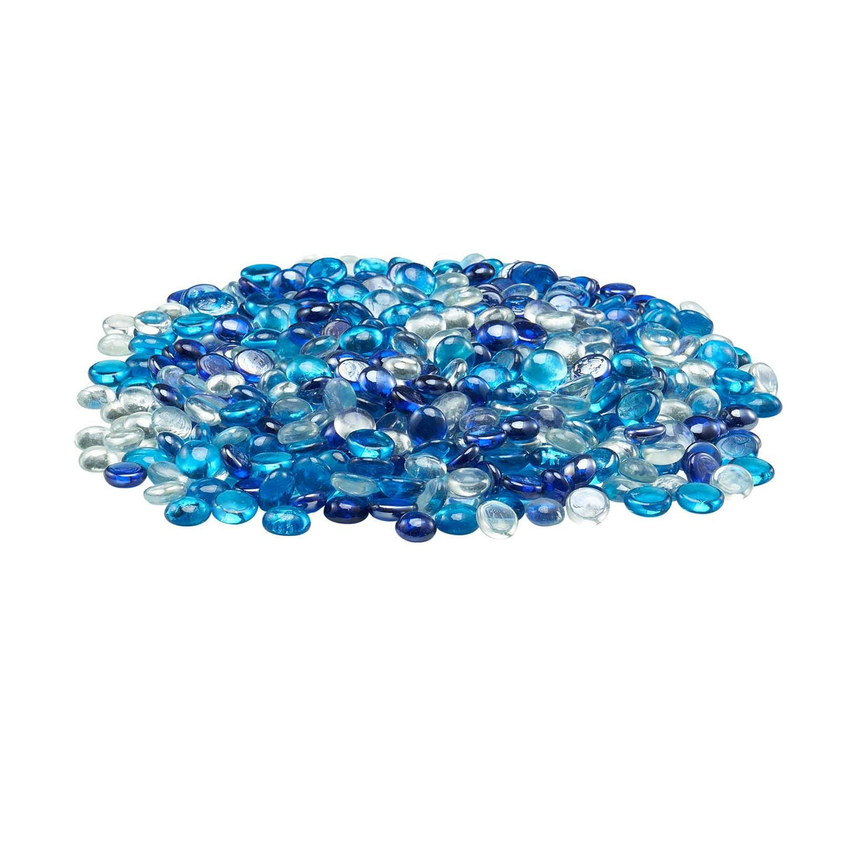 Fire Glass, 10LBS / 4.5KG Smokeless & Fireplace Rocks, 3/4-Inch / 19.05 mm Reflective Firepit Glass Beads, High Luster Stone Landscaping for Fire Pit Table, Cobalt Blue + Caribbean Blue + Clear