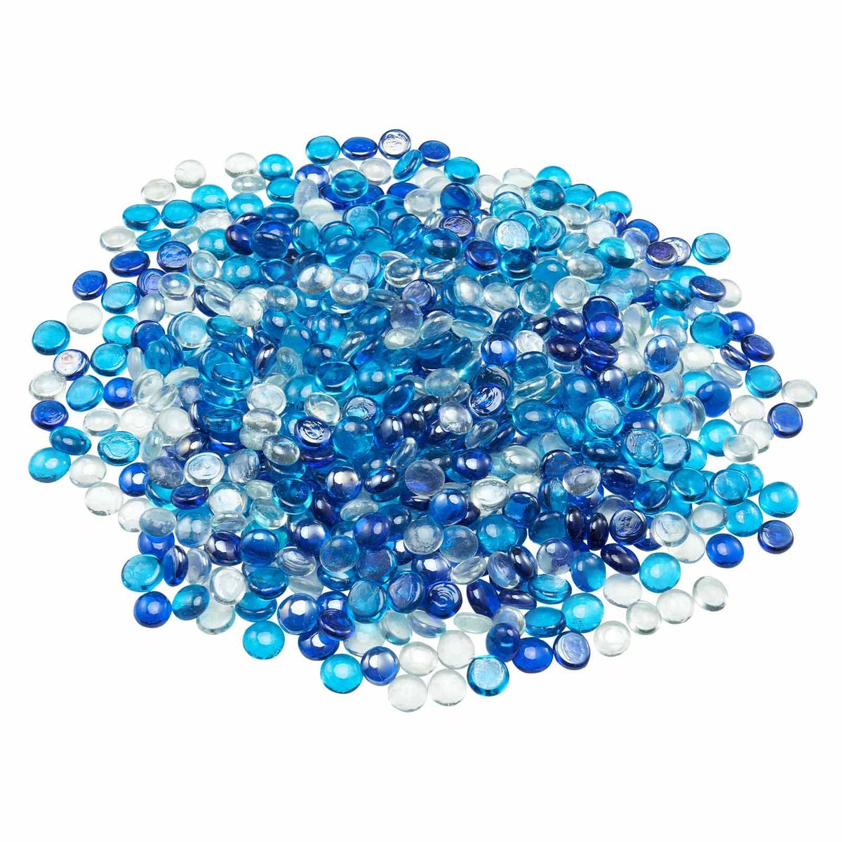Fire Glass, 10LBS / 4.5KG Smokeless & Fireplace Rocks, 3/4-Inch / 19.05 mm Reflective Firepit Glass Beads, High Luster Stone Landscaping for Fire Pit Table, Cobalt Blue + Caribbean Blue + Clear